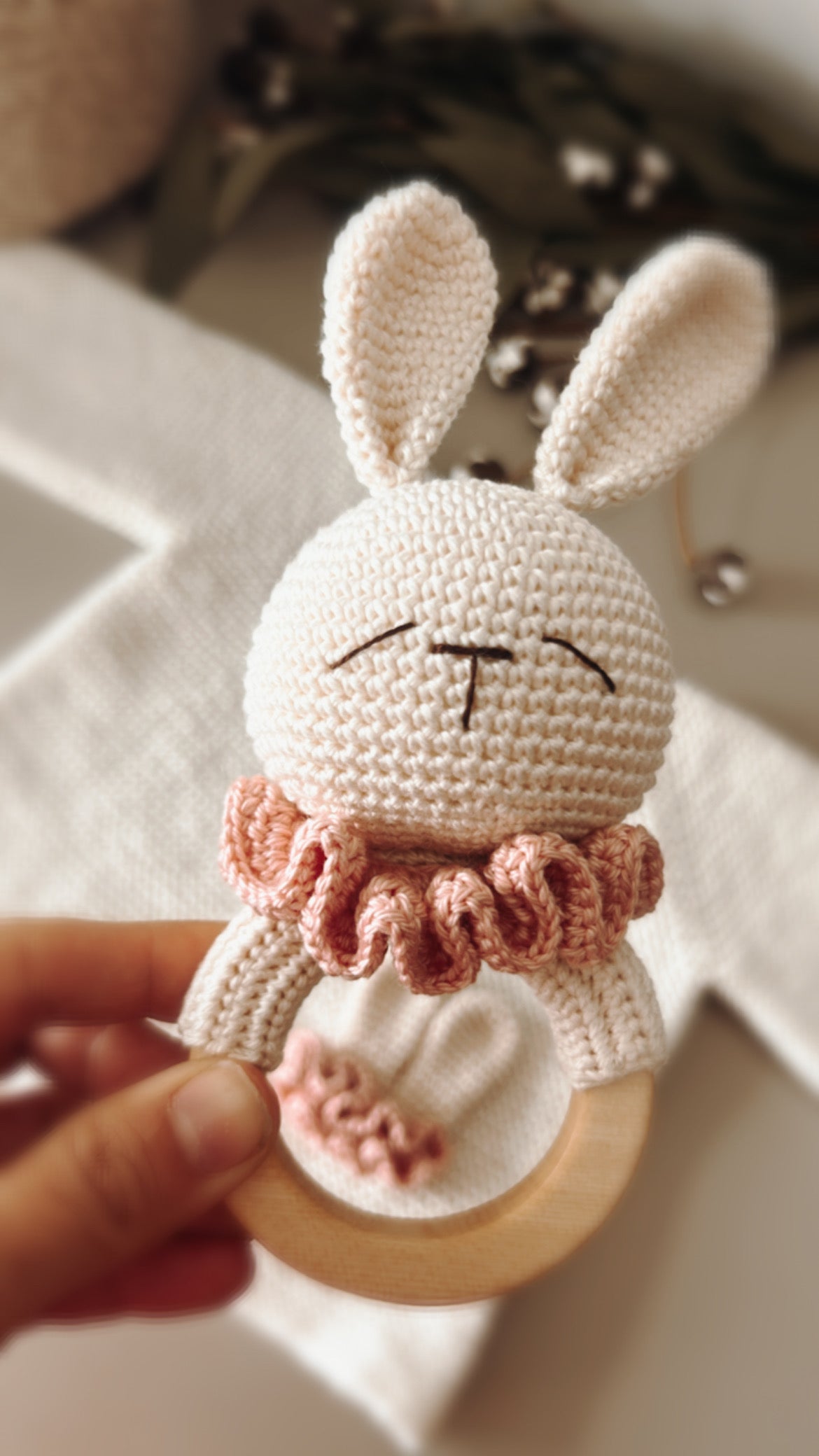 Easter Bunny Knit Cardigan and Rattle Set