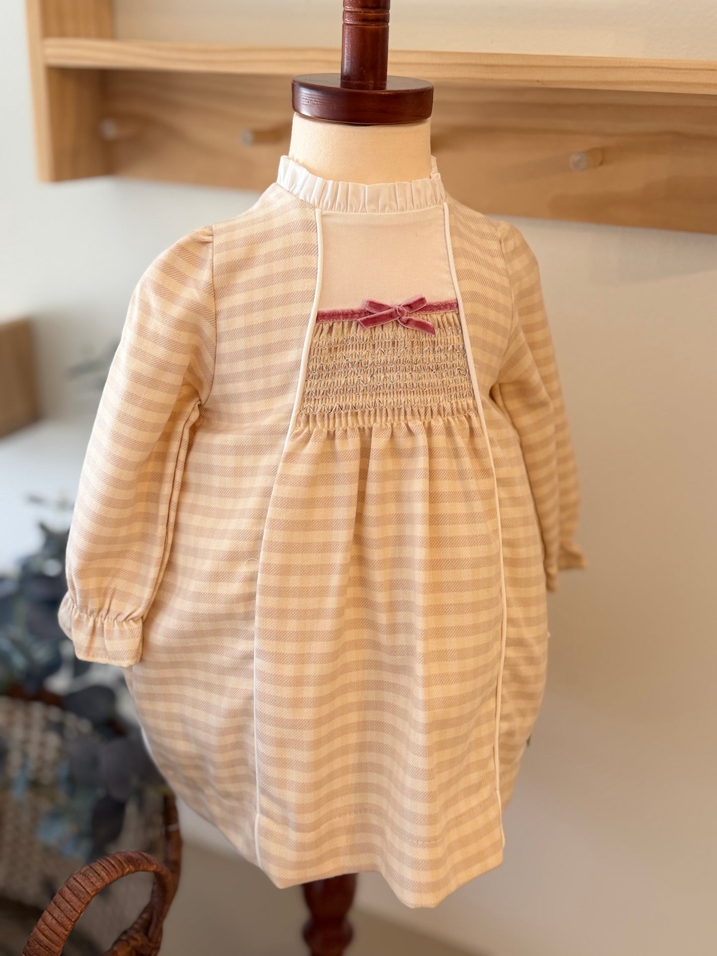 Baby Girl Smocked Gingham Dress โ Blush Pink