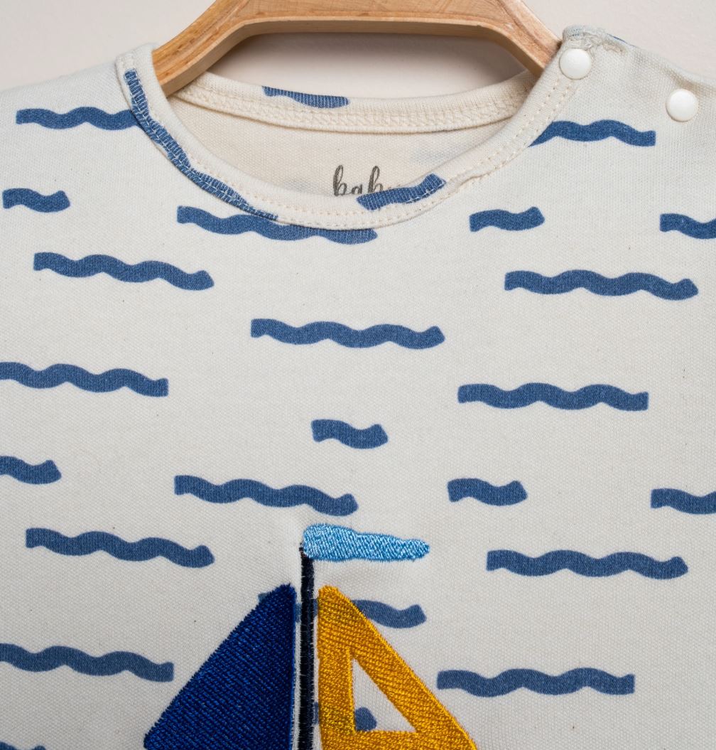 Let’s Set Sail Baby Romper – 100% Cotton Nautical Outfit