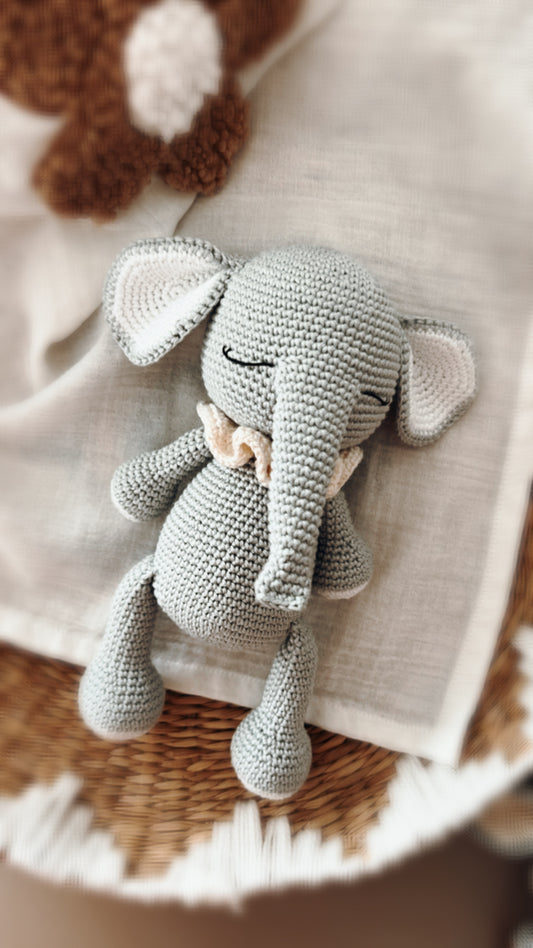 Elephant Toy and Elephant Rattle, Elephant Themed Baby Gift Set