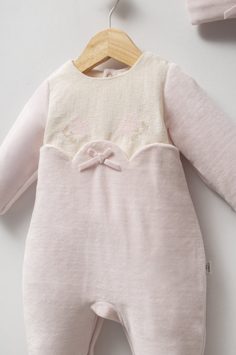 Baby Velvet Embroidered Romper | Soft Long Sleeve Baby One-Piece