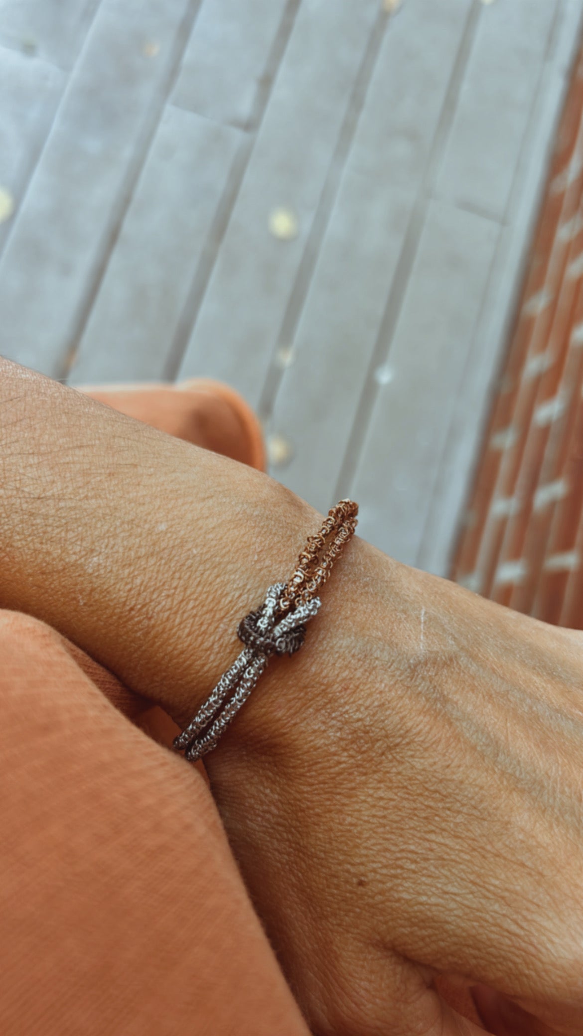Handmade Bracelet with Raw Chains and Stones-Mom Unique Gift