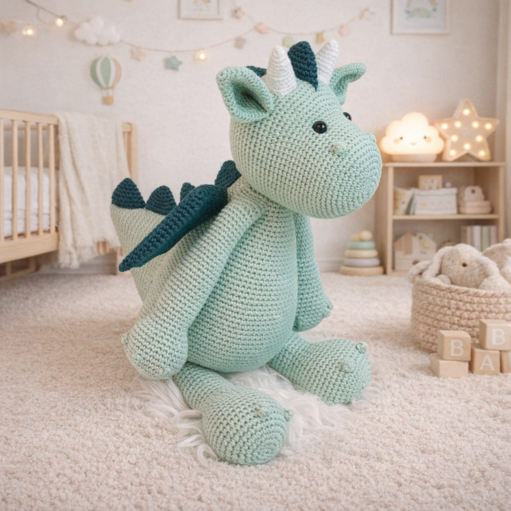 Crochet Dinosaur Toy, Amigurumi Dinosaur, Stuffed Dino or Dragon for Kids