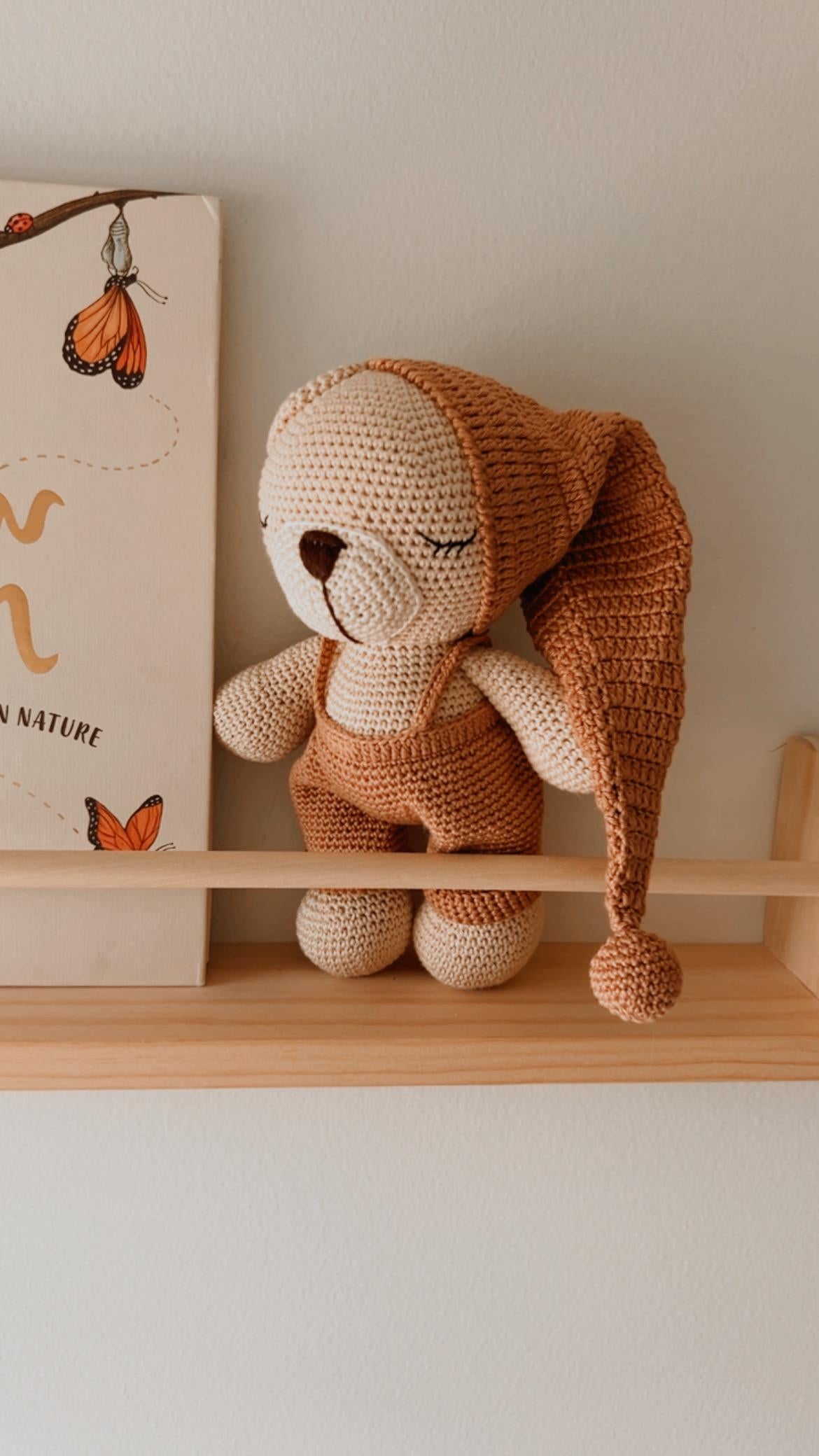Amigurumi Teddy Bear, Stuffed Baby Bear, Sleepy Bear, Baby First Stuffed Toy