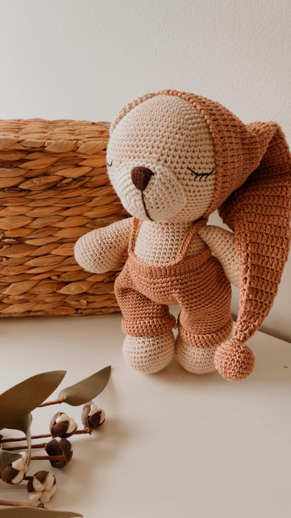 Amigurumi Teddy Bear, Stuffed Baby Bear, Sleepy Bear, Baby First Stuffed Toy