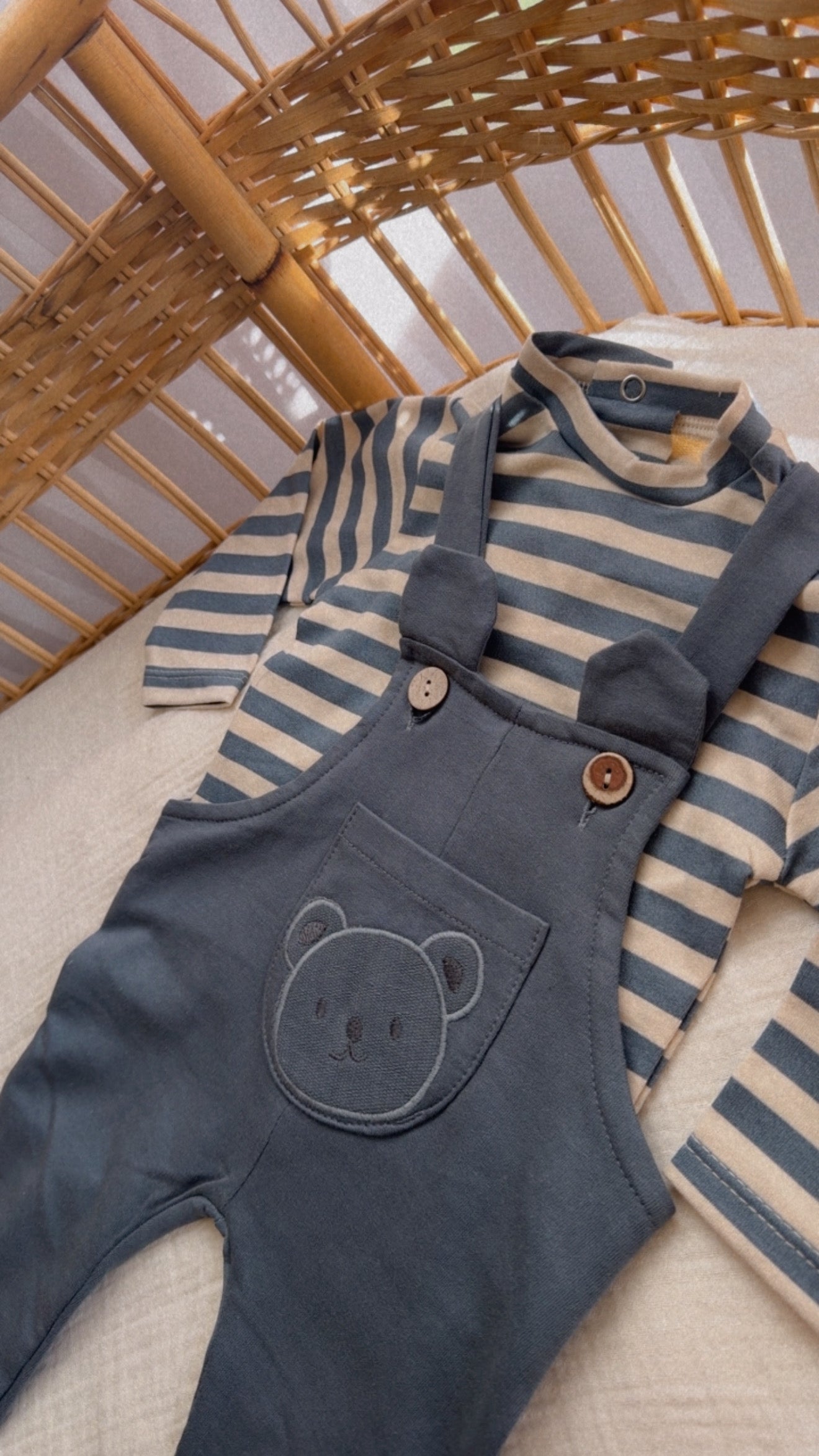 Teddy Bear Overall Set – 2-Piece Baby Outfit