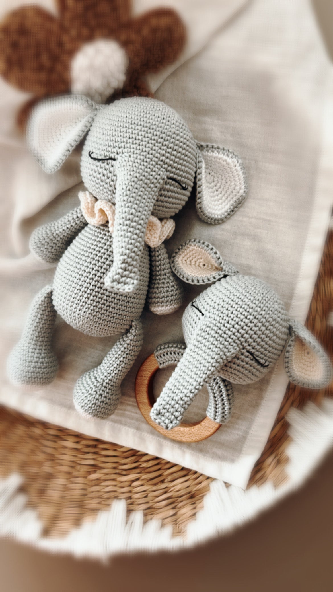 Elephant Toy and Elephant Rattle, Elephant Themed Baby Gift Set