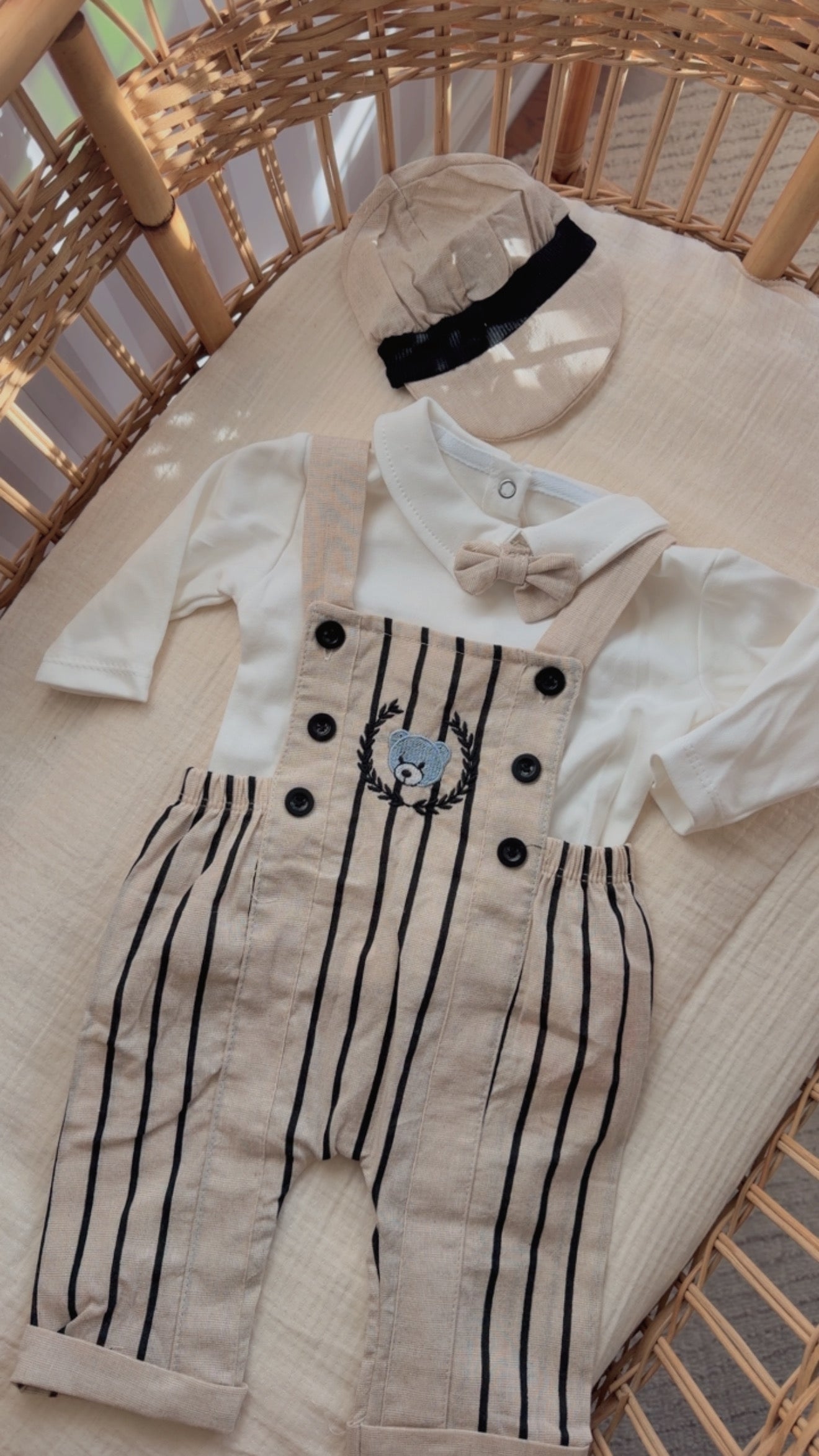 Striped Teddy Bear Suspender Set