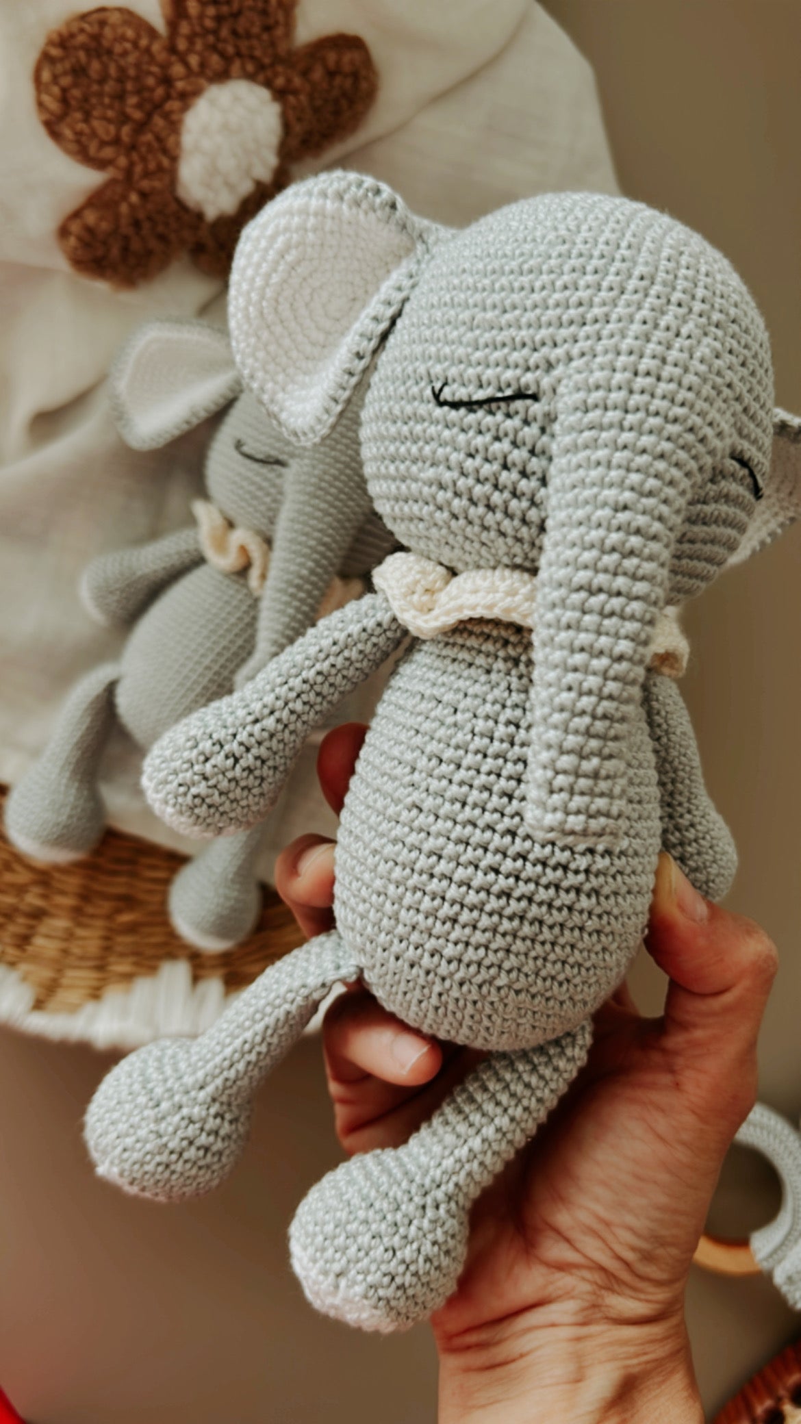 Elephant Toy and Elephant Rattle, Elephant Themed Baby Gift Set