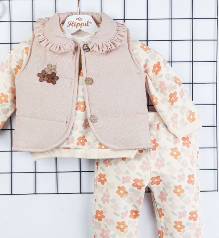 Baby Girl 3-Piece Flower Set – Soft Pastel