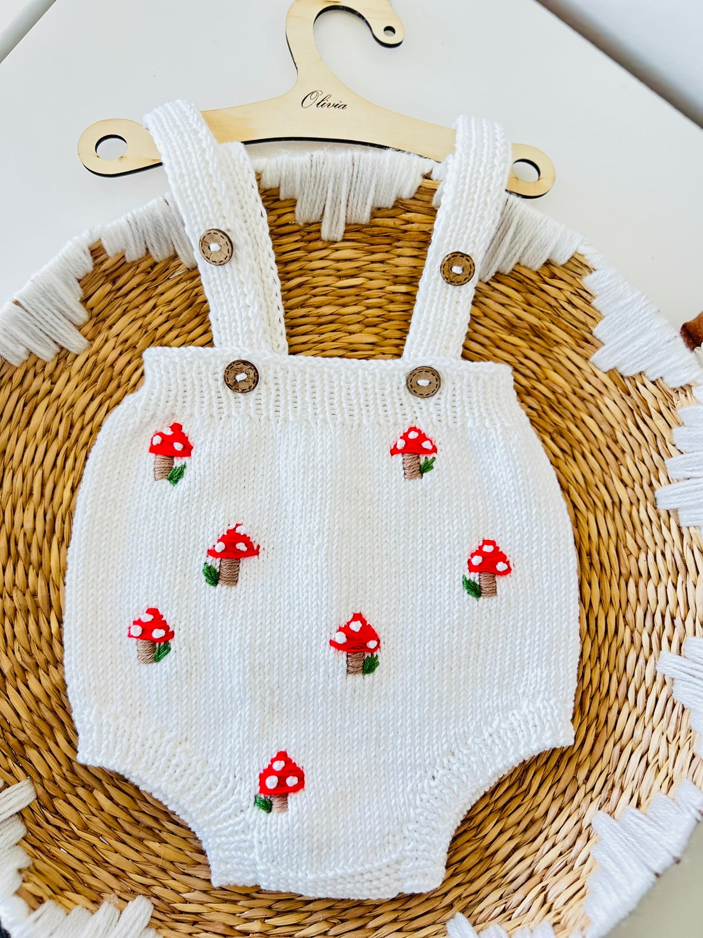Handknit Mushroom Outfit 3-6 M