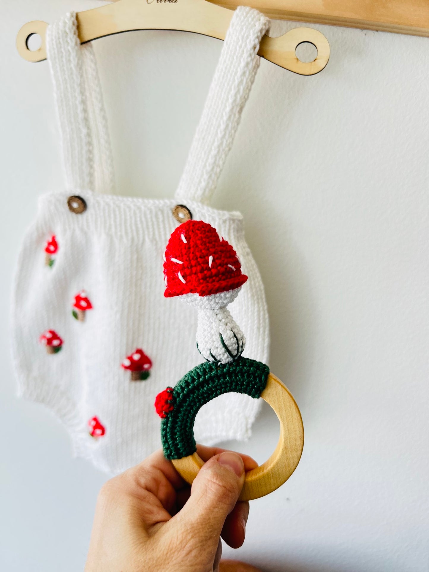 Handknit Mushroom Outfit 3-6 M