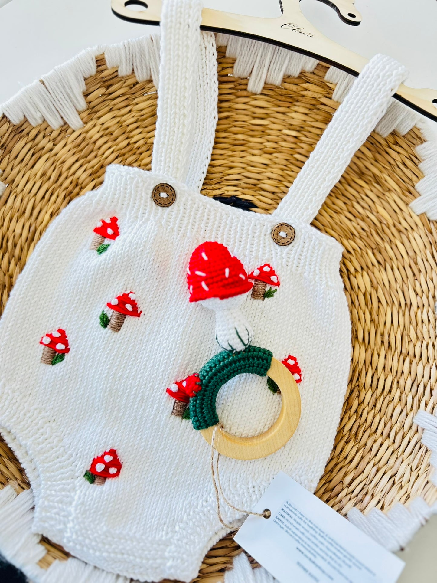 Handknit Mushroom Outfit 3-6 M