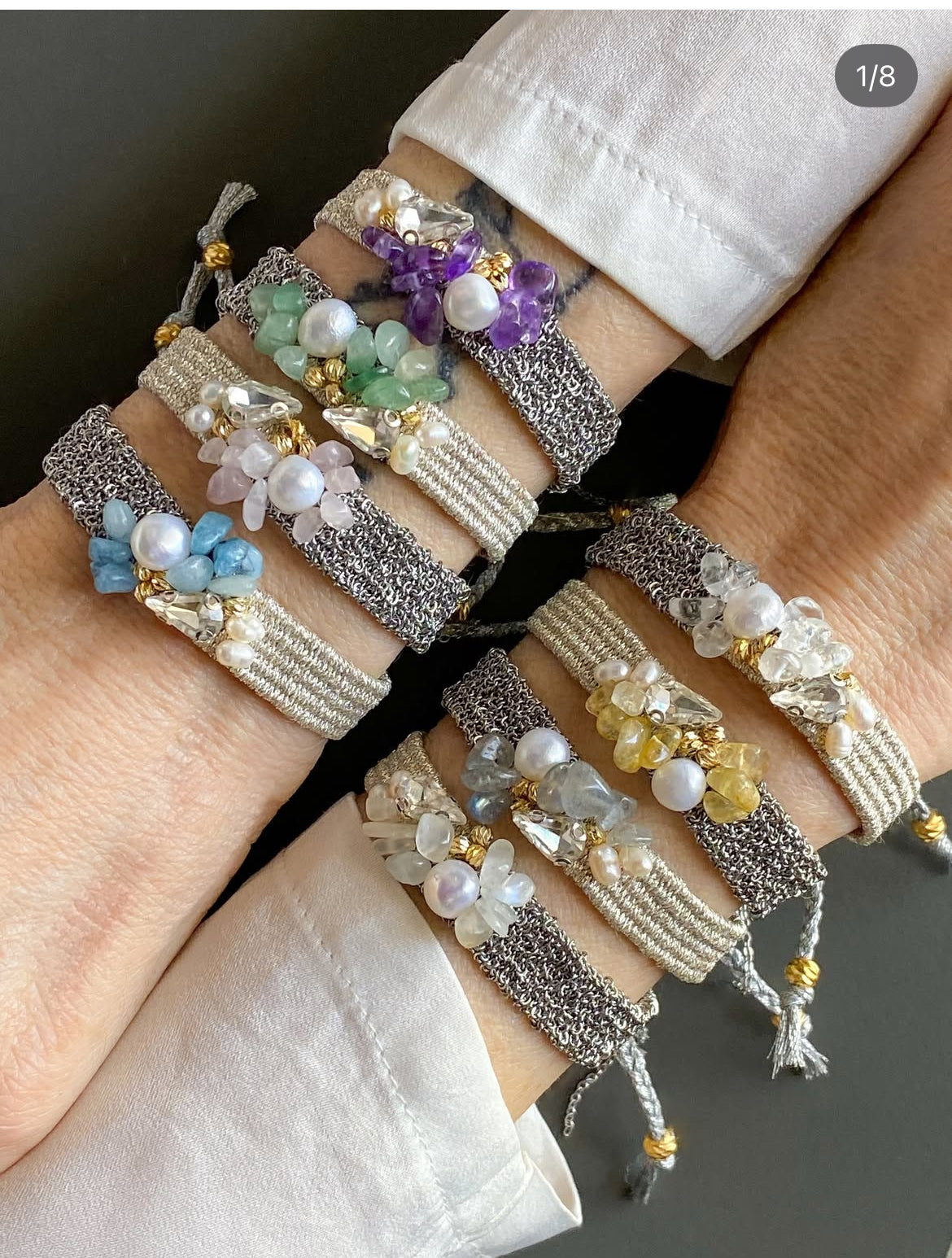 Handmade Bracelet with Raw Chains and Stones-Mom Unique Gift