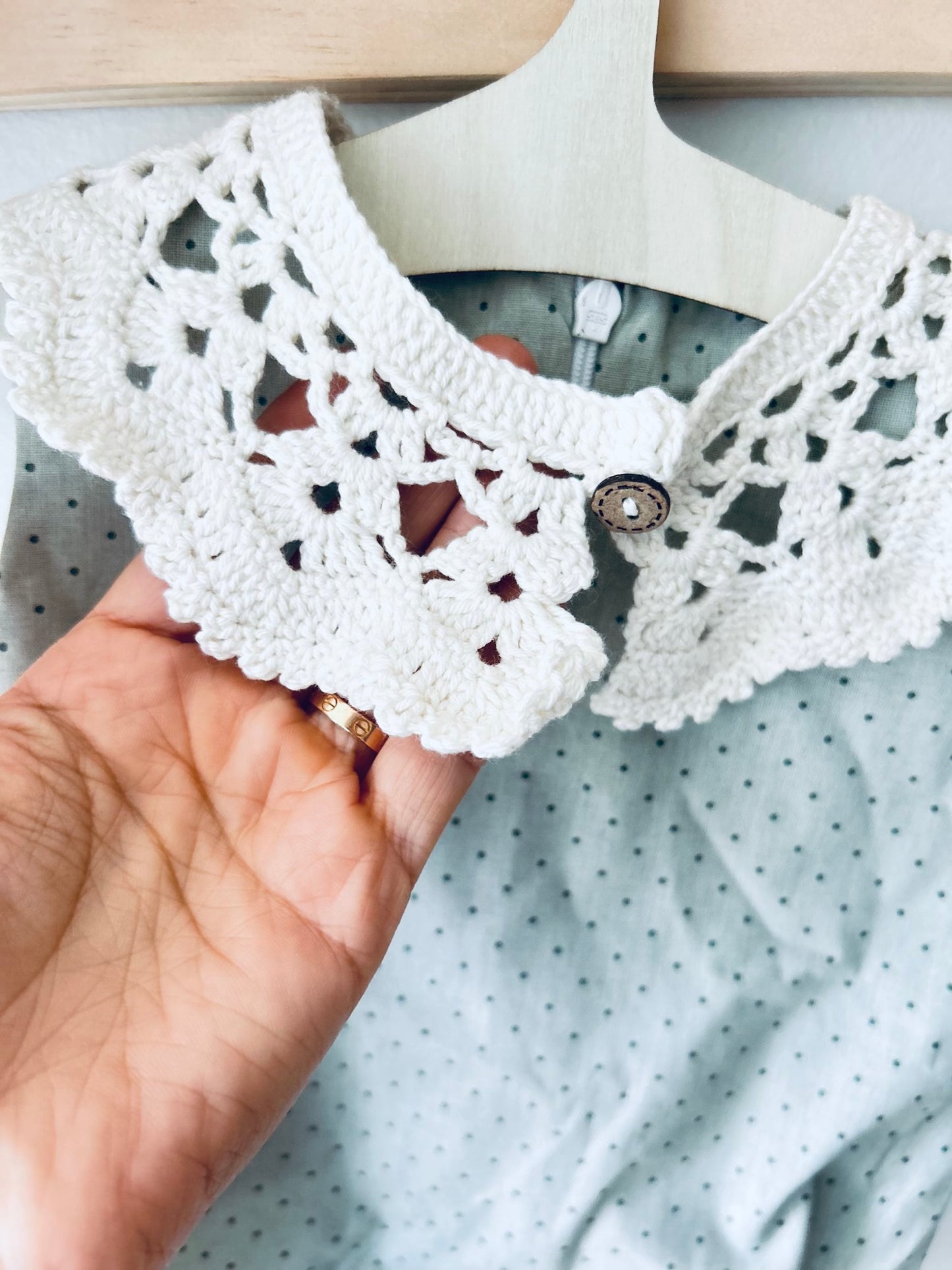 Vintage Baby Romper with Knit Collar