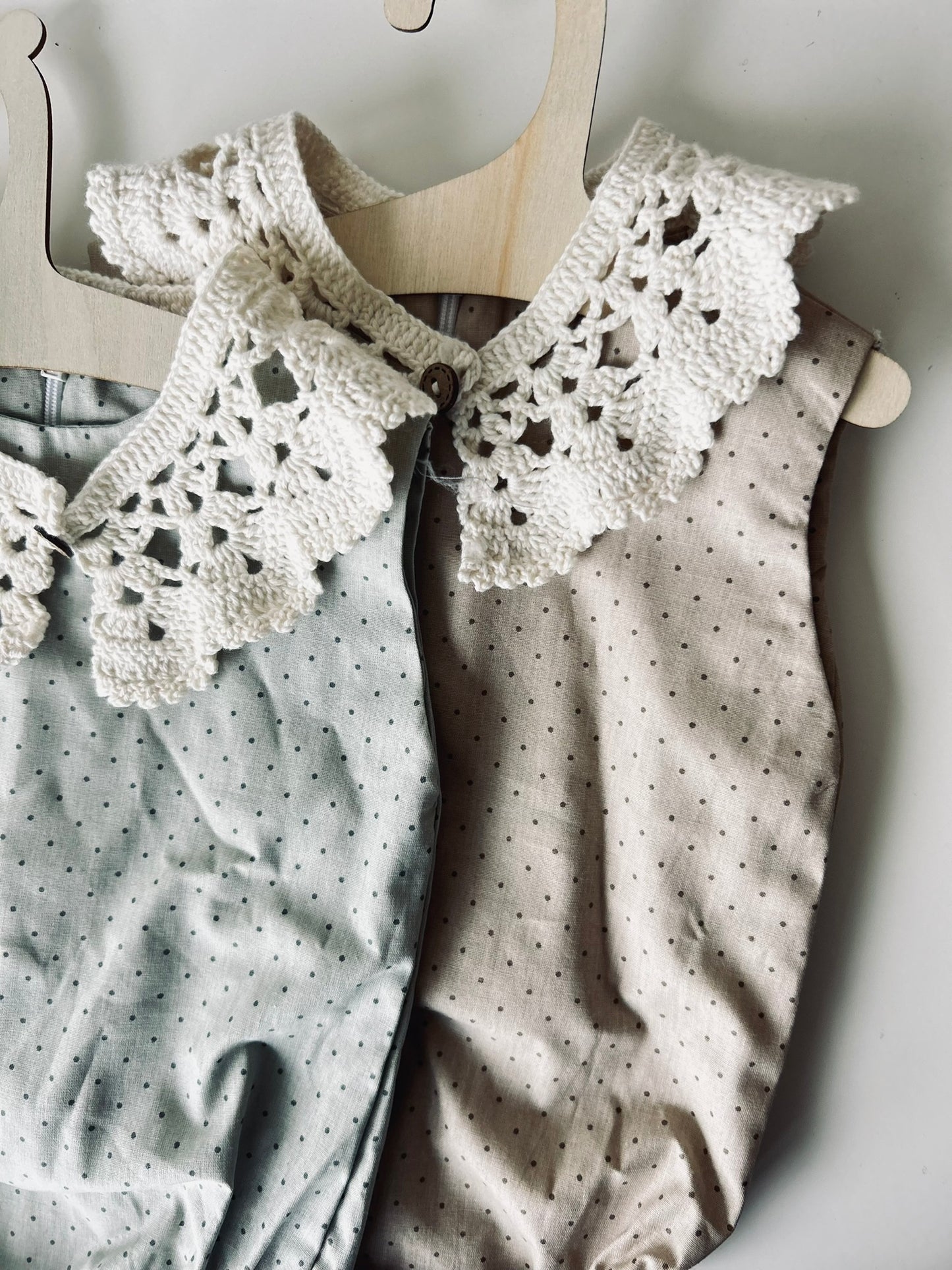 Vintage Baby Romper with Knit Collar
