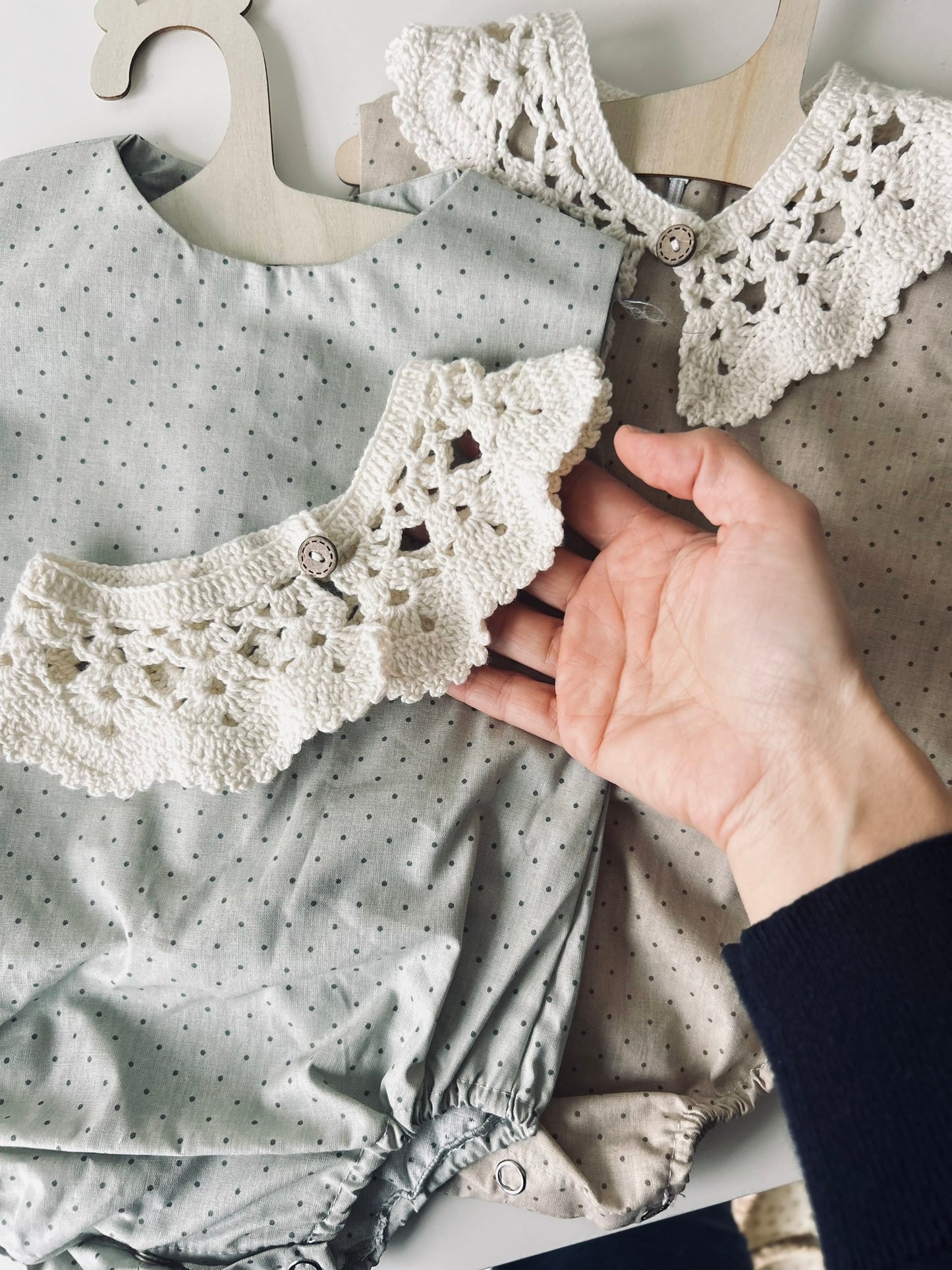 Vintage Baby Romper with Knit Collar
