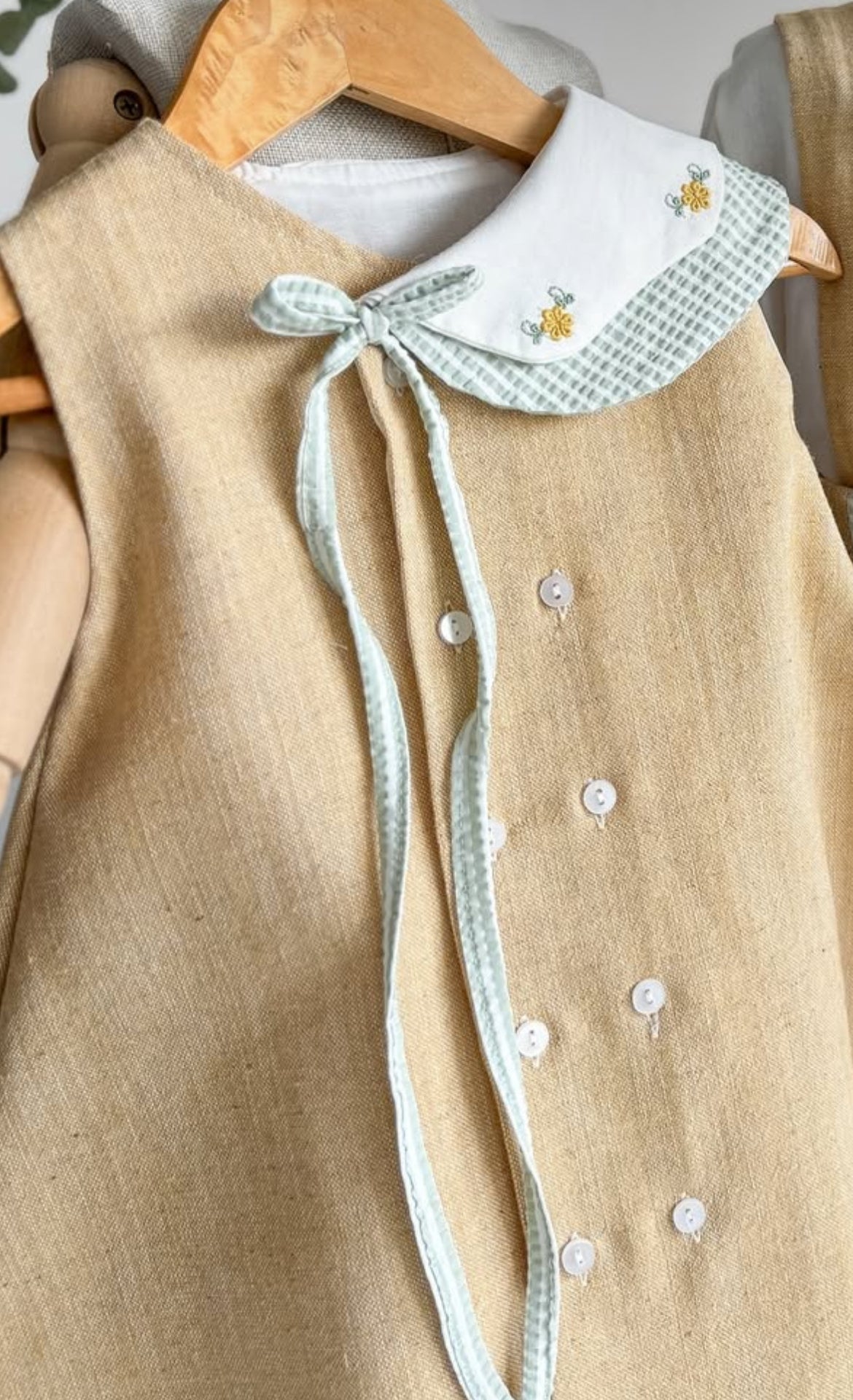 Sister and Brother Linen Clothing Sets, Kids Clothes, Siblings Matching Set, Tailored Kid's Dress and Romper Set