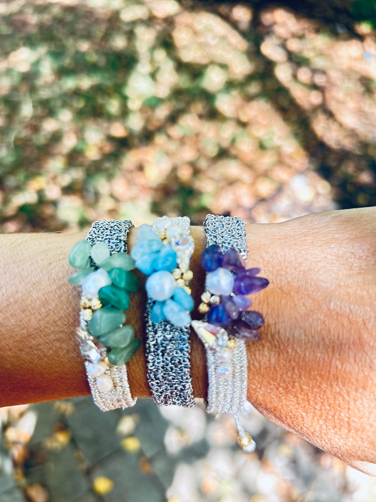 Handmade Bracelet with Raw Chains and Stones-Mom Unique Gift