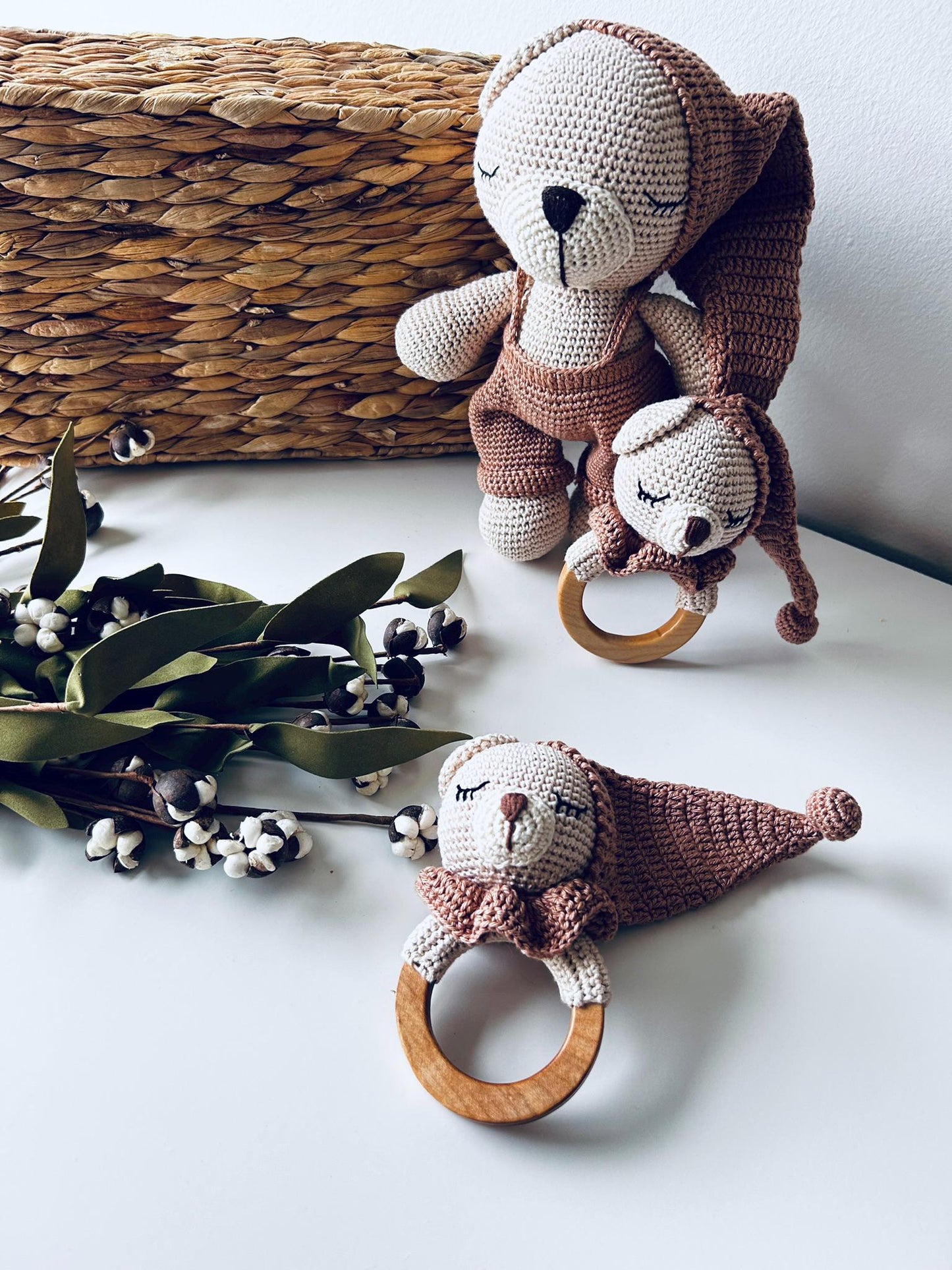Amigurumi Teddy Bear, Stuffed Baby Bear, Sleepy Bear, Baby First Stuffed Toy