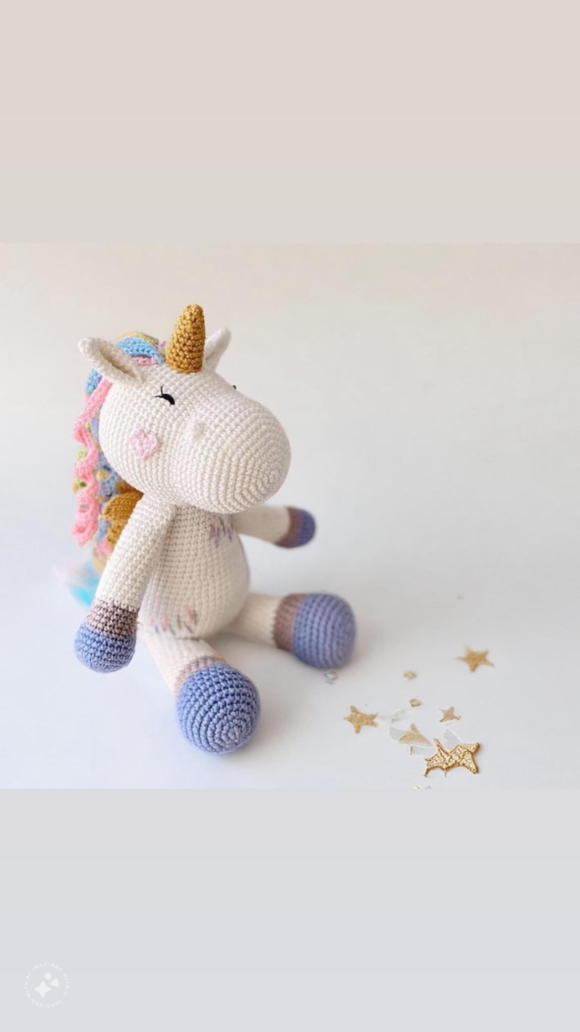 Unicorn Baby Doll, Amigurumi Unicorn Doll, Crochet Baby Toy, Organic Toy for kids