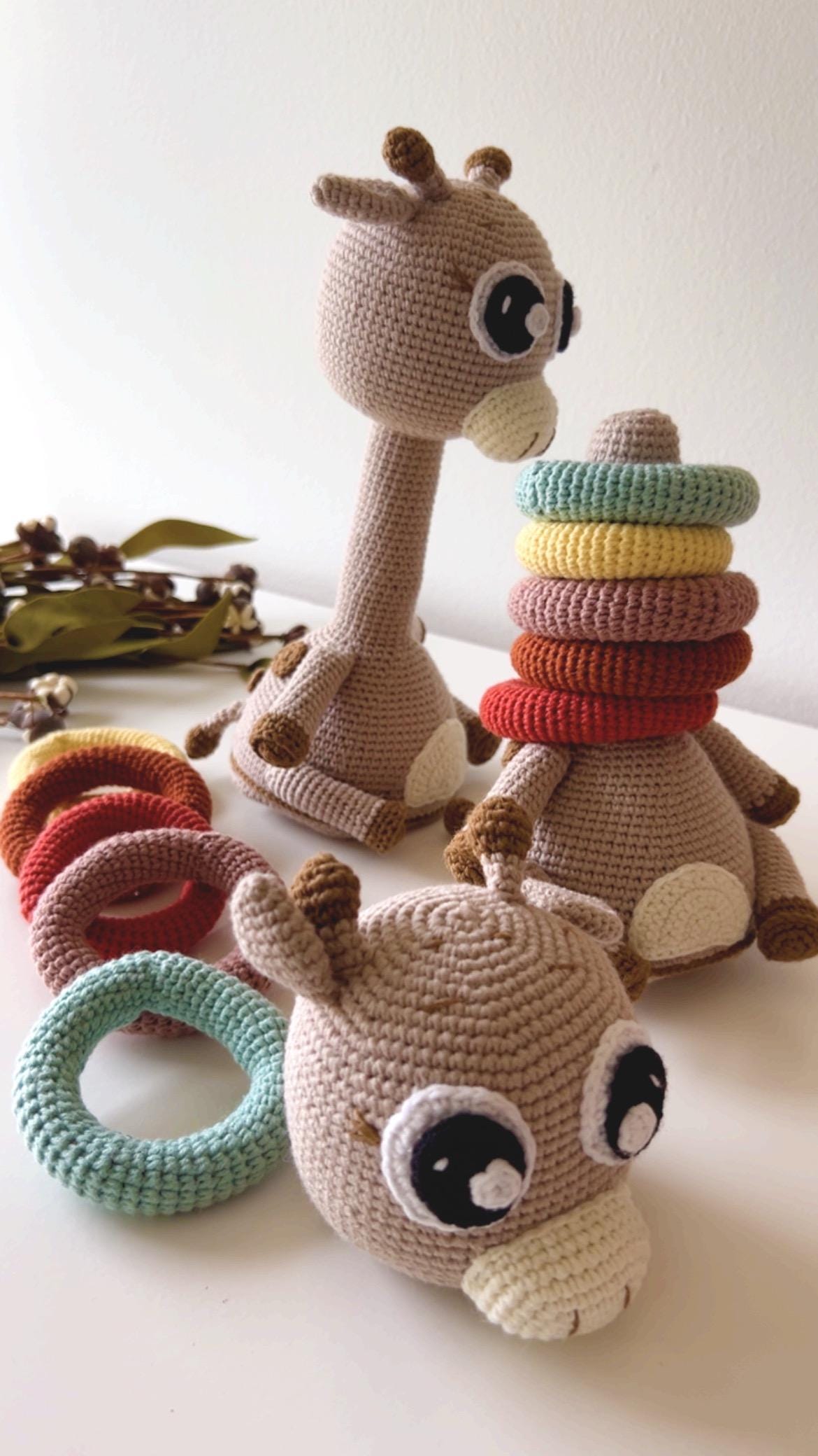 Montessori Baby Stacker, Crochet Giraffe Stacker, Baby Room Giraffe Toy