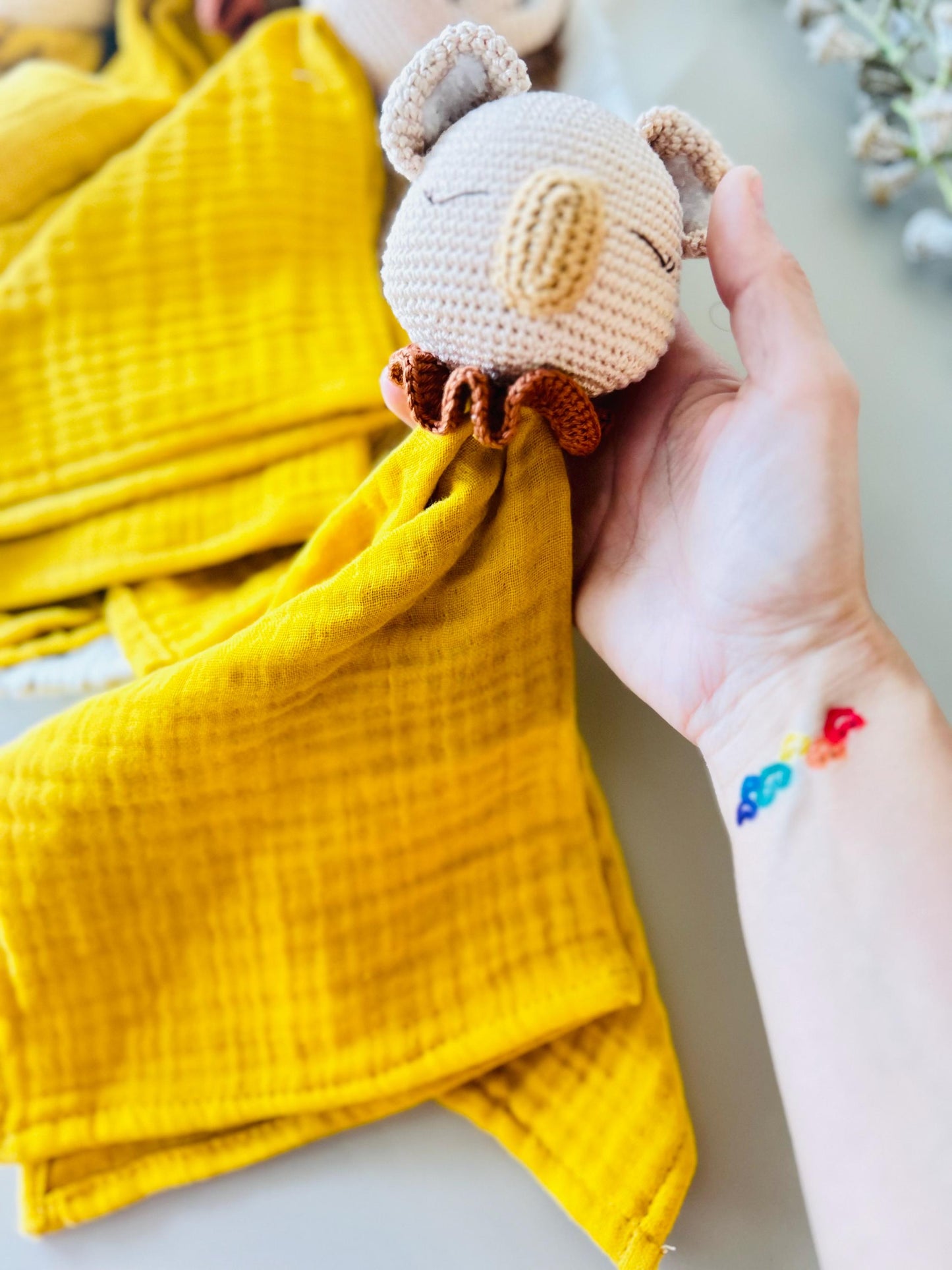 Amigurumi and Muslin Baby Lovey, Koala Lovey for Baby's
