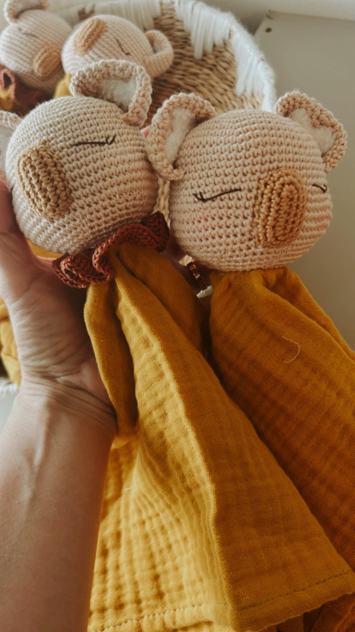 Amigurumi and Muslin Baby Lovey, Koala Lovey for Baby's