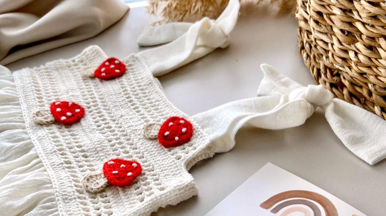 Linen and Crochet Handmade Baby Dress, Organic Island Dress, Summer Dress Baby