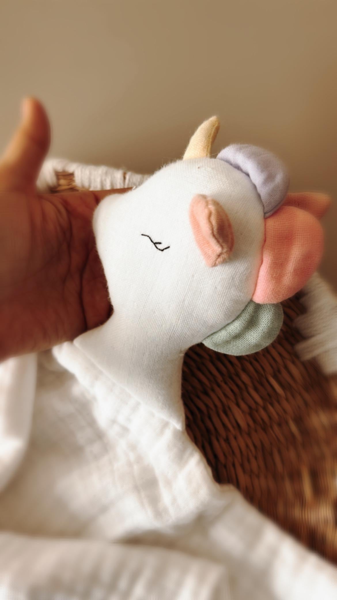 Unicorn Muslin Baby Lovey,