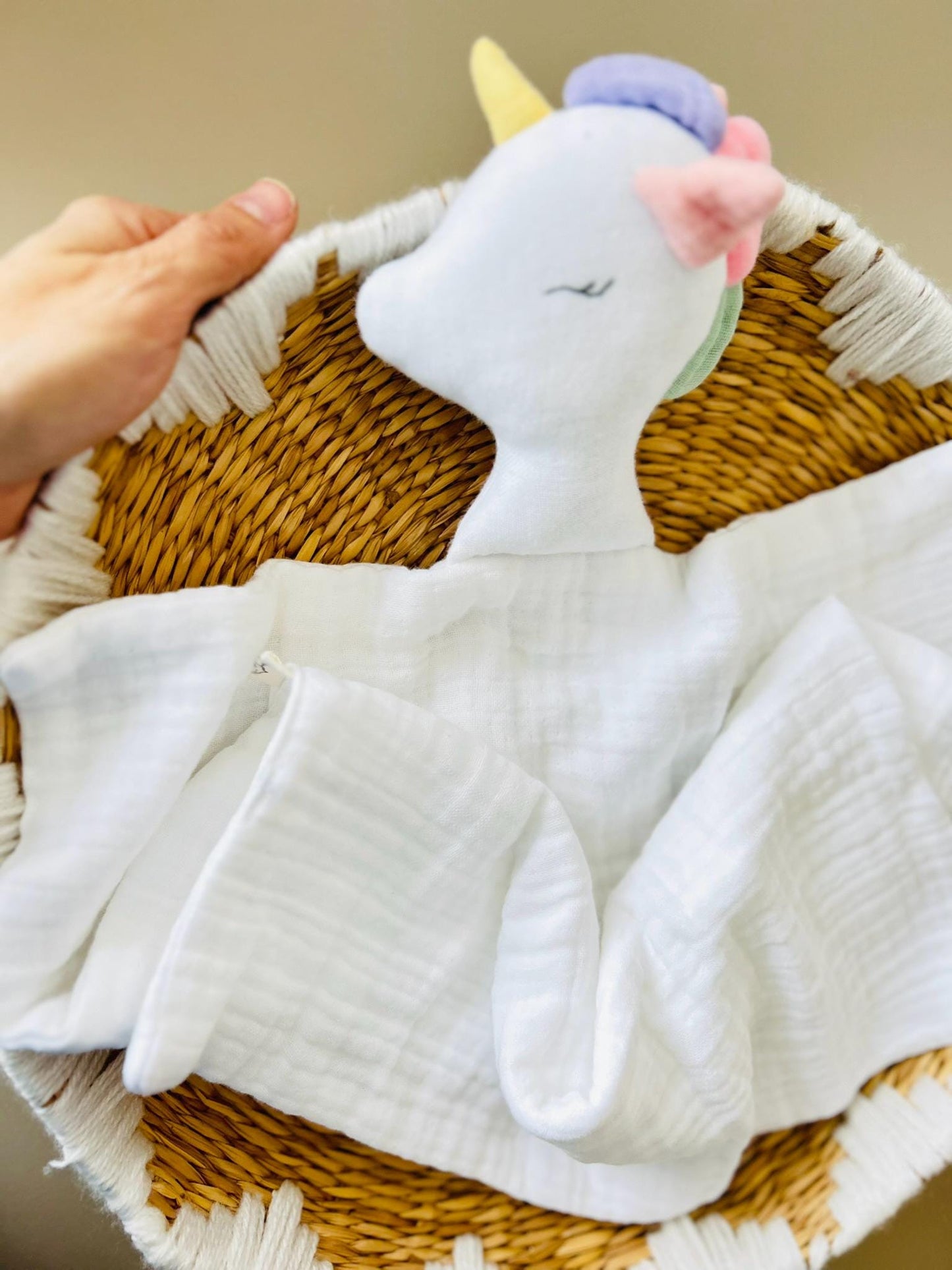 Unicorn Muslin Baby Lovey,