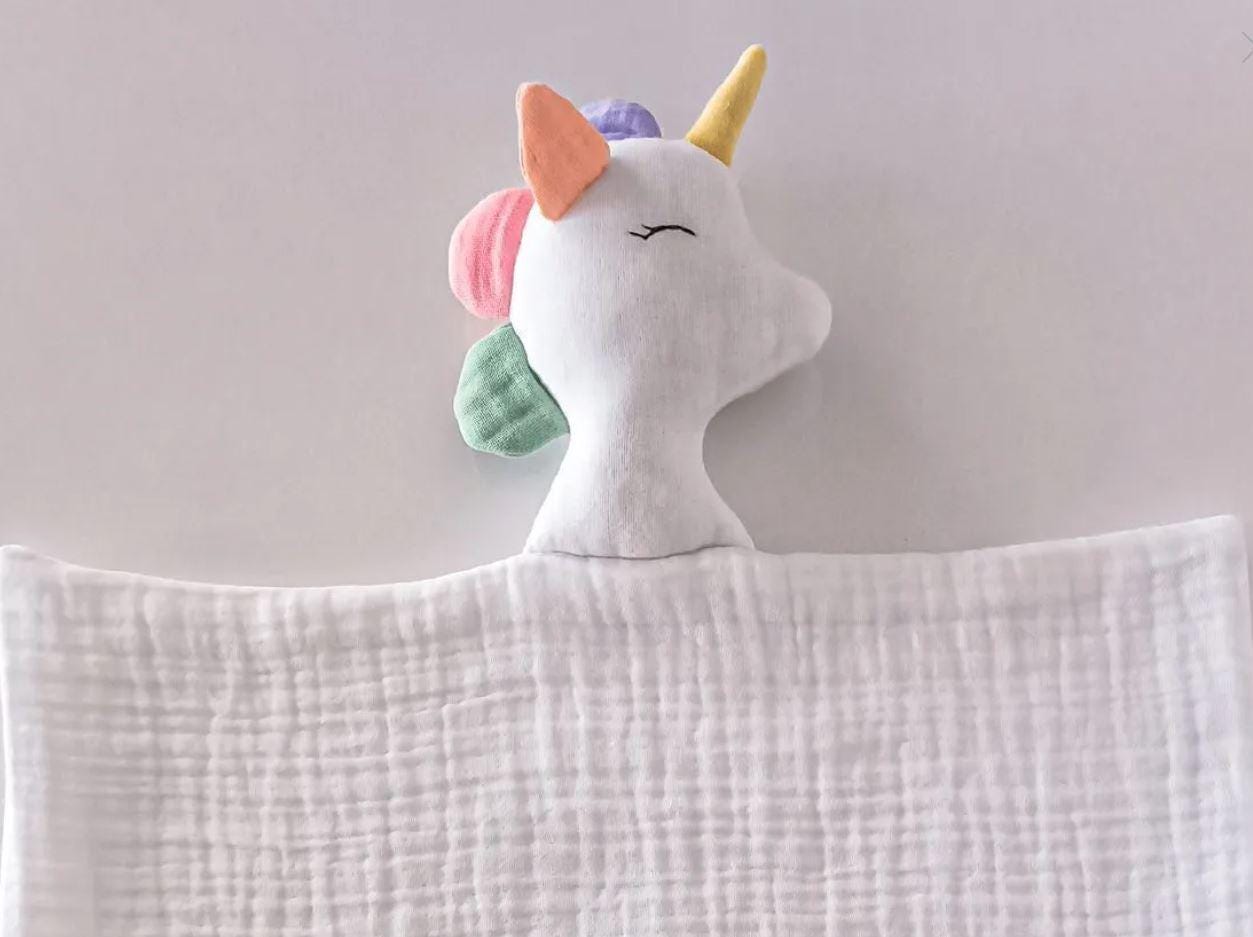 Unicorn Muslin Baby Lovey,