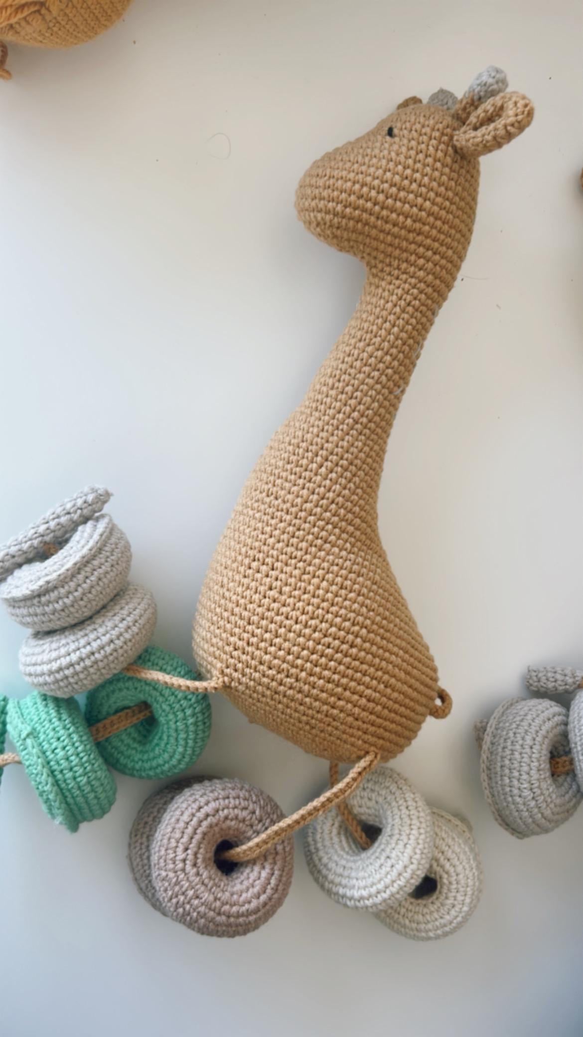 Giraffe Threading Toy – Handmade Crochet Montessori Baby Gift, Soft Crochet Lacing Toy for Babies