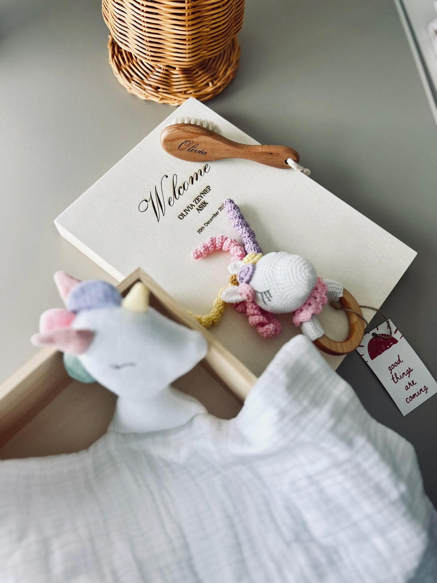 Personalized Baby Gift Box, Customized Baby Keepsake Box, Unicorn Baby Gift Box