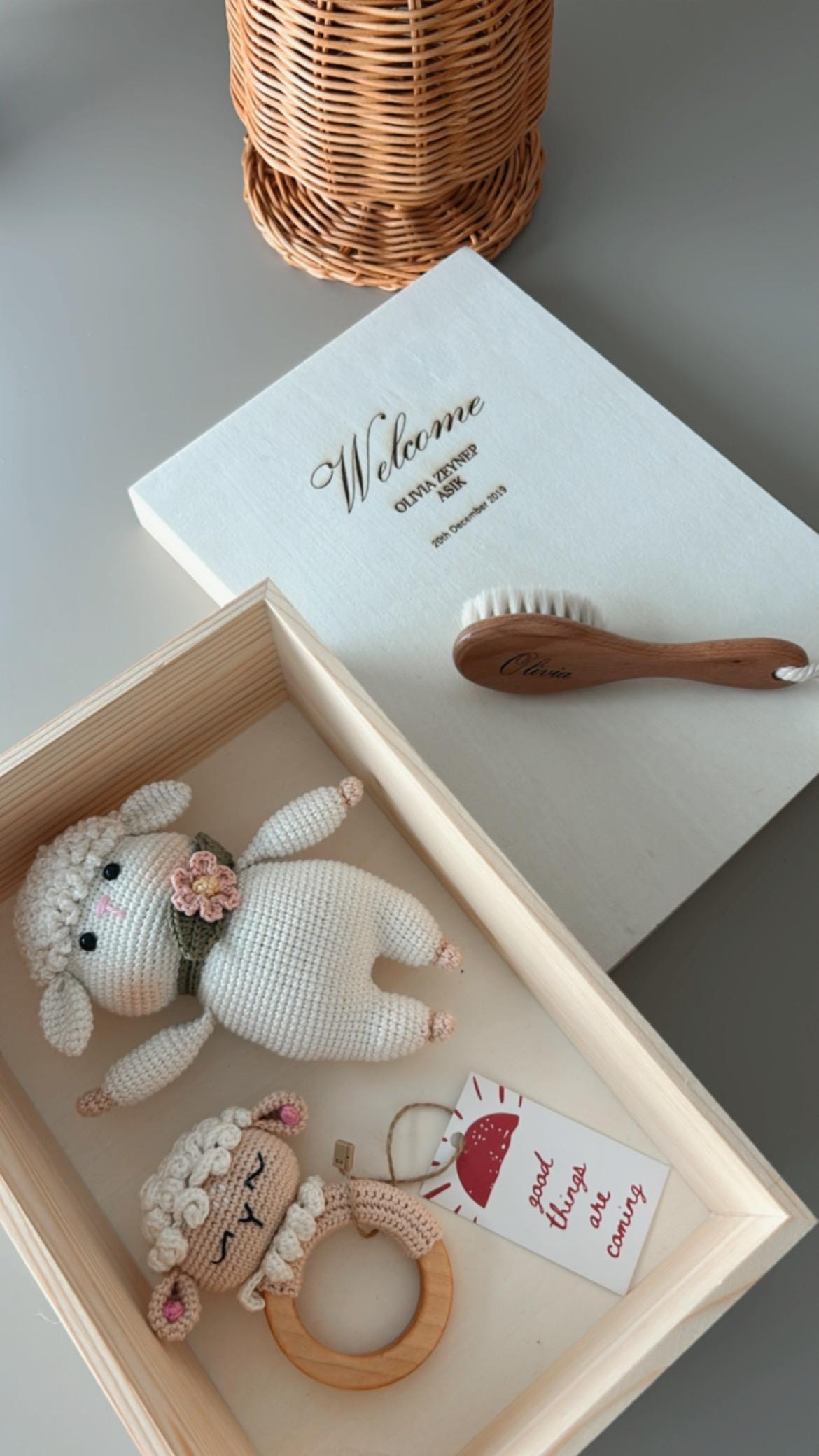 Personalized Baby Gift Box, Customized Baby Keepsake Box, Lamb Baby Gift Box