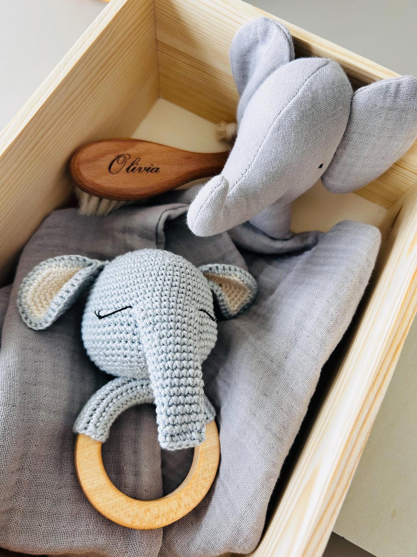 Personalized Baby Gift Box, Customized Baby Keepsake Box, Elephant Themed Gift Box