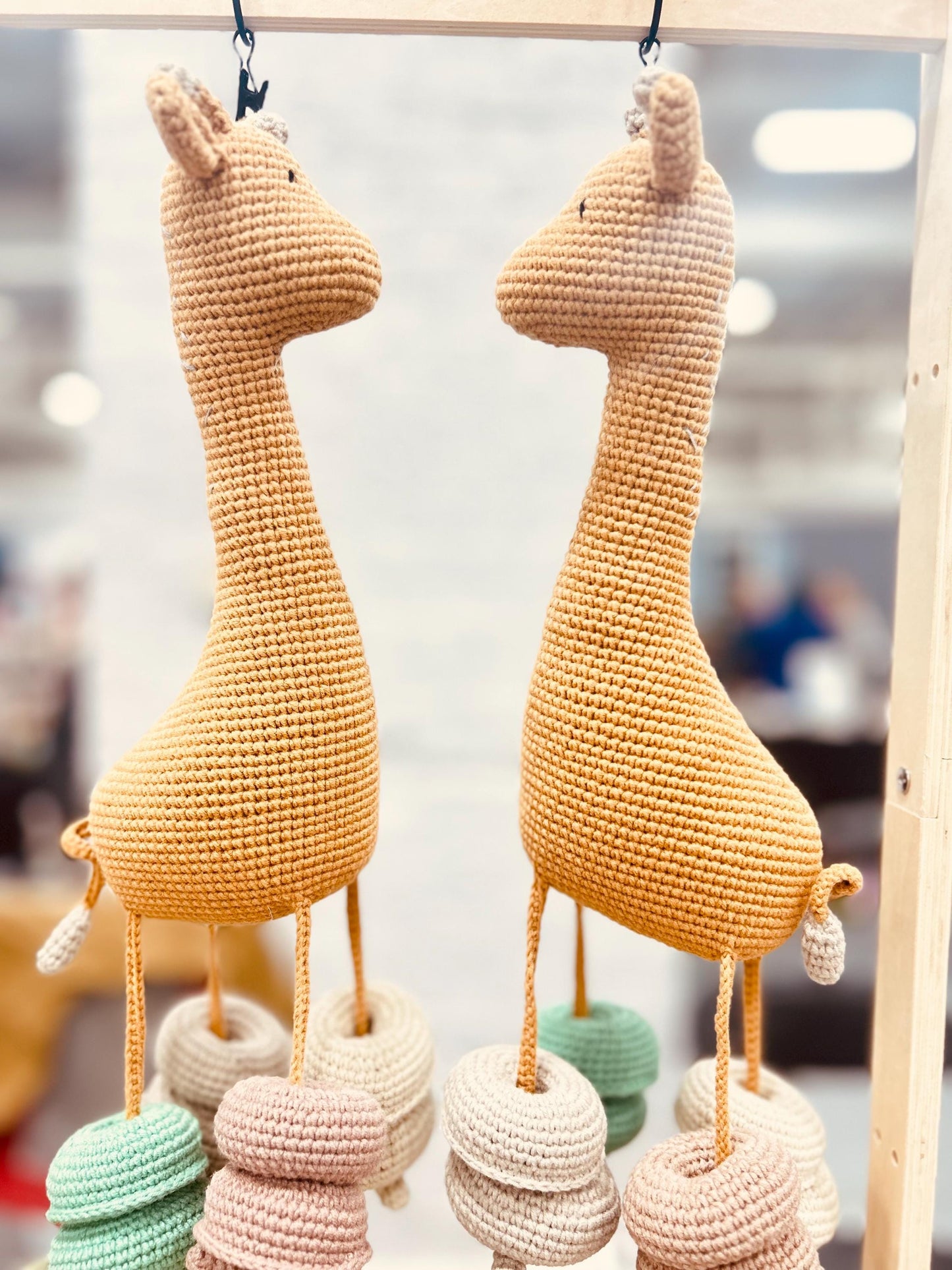 Giraffe Threading Toy – Handmade Crochet Montessori Baby Gift, Soft Crochet Lacing Toy for Babies