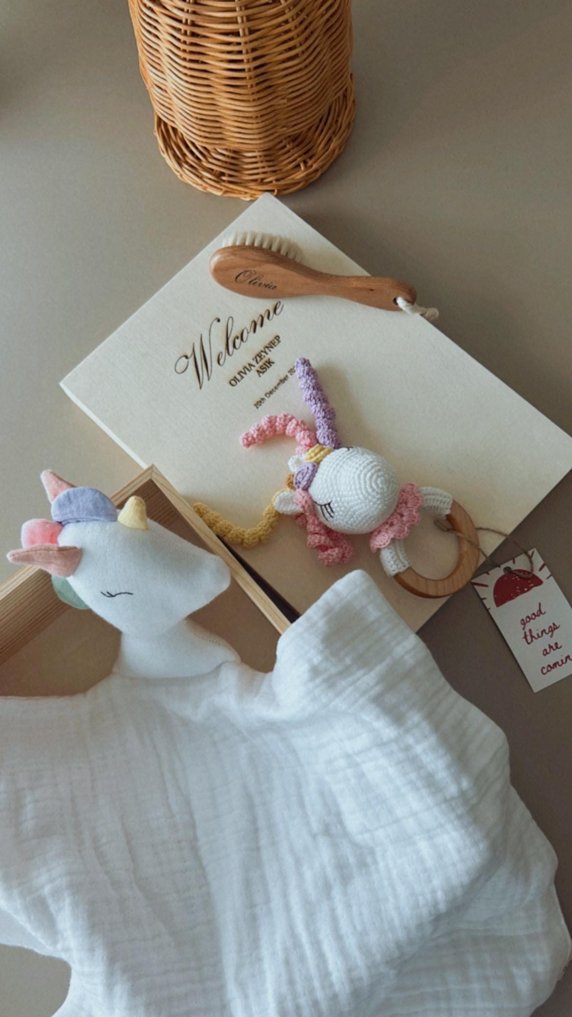 Personalized Baby Gift Box, Customized Baby Keepsake Box, Unicorn Baby Gift Box