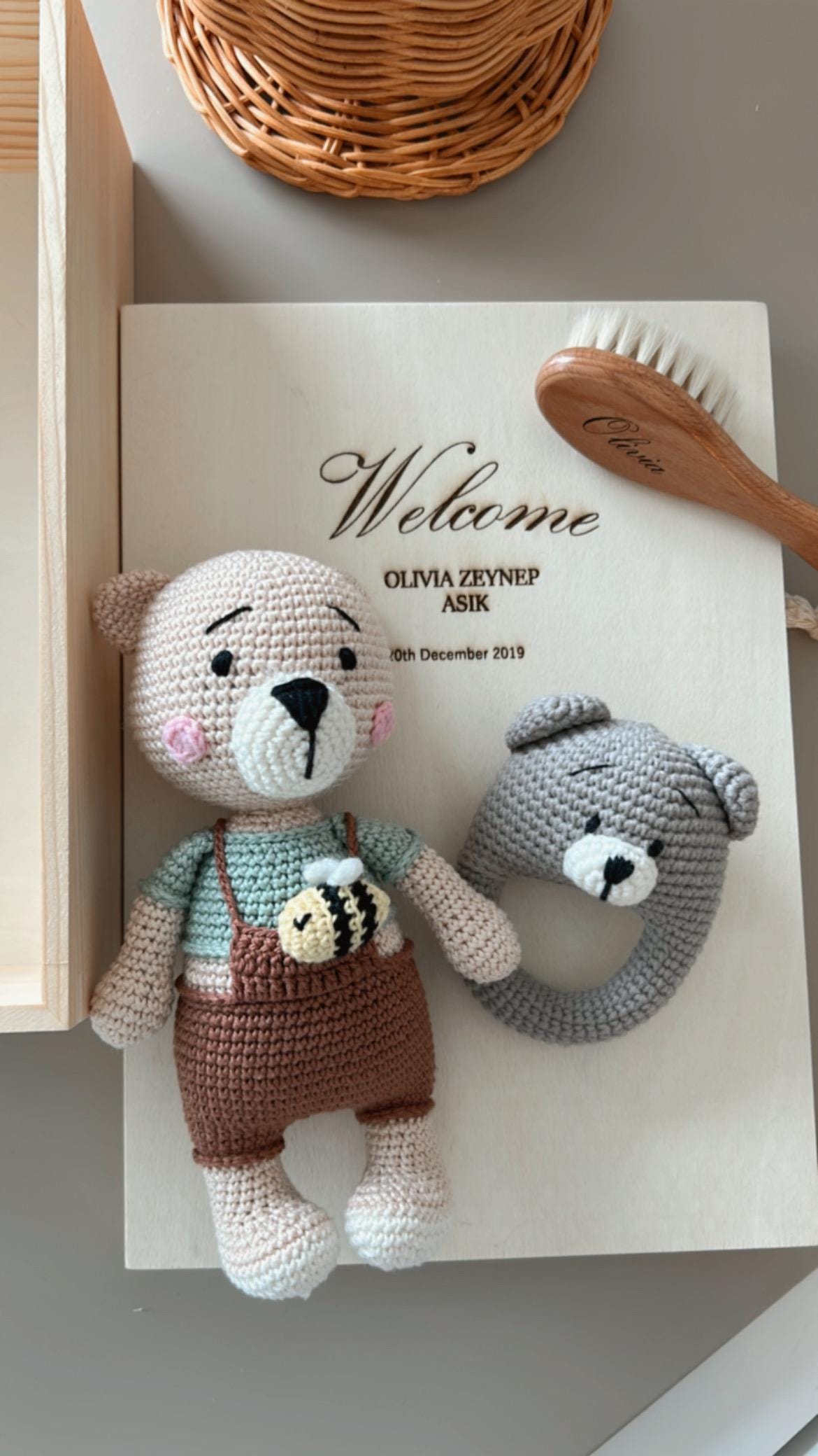 Personalized Baby Gift Box, Customized Baby Keepsake Box, Bear Themed Gift Set