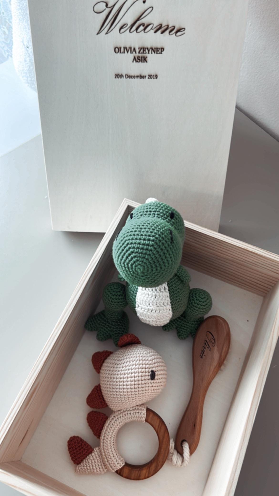 Personalized Baby Gift Box, Customized Baby Keepsake Box, Dinosaur Gift Box