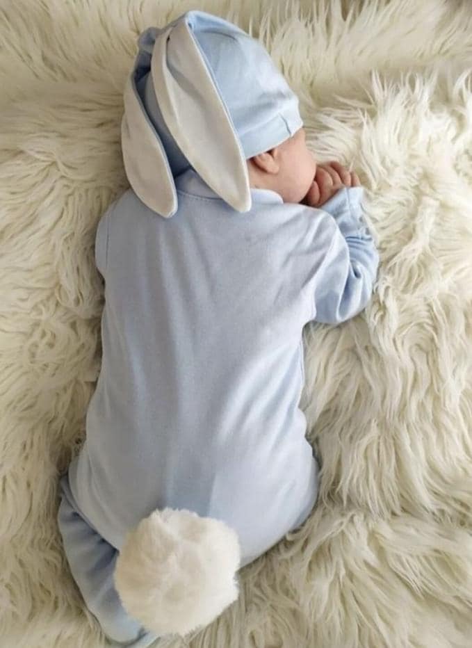 Baby Bunny Costume Set, Newborn Bunny Photo Prop, Newborn Romper with Ears & Fluffy Tail, Photo prop for infants