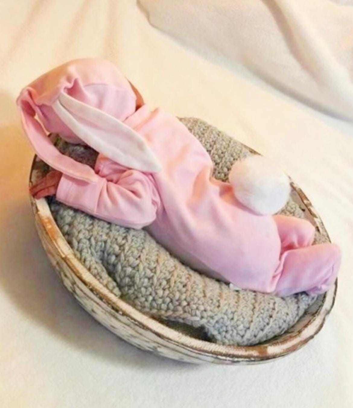 Baby Bunny Costume Set, Newborn Bunny Photo Prop, Newborn Romper with Ears & Fluffy Tail, Photo prop for infants