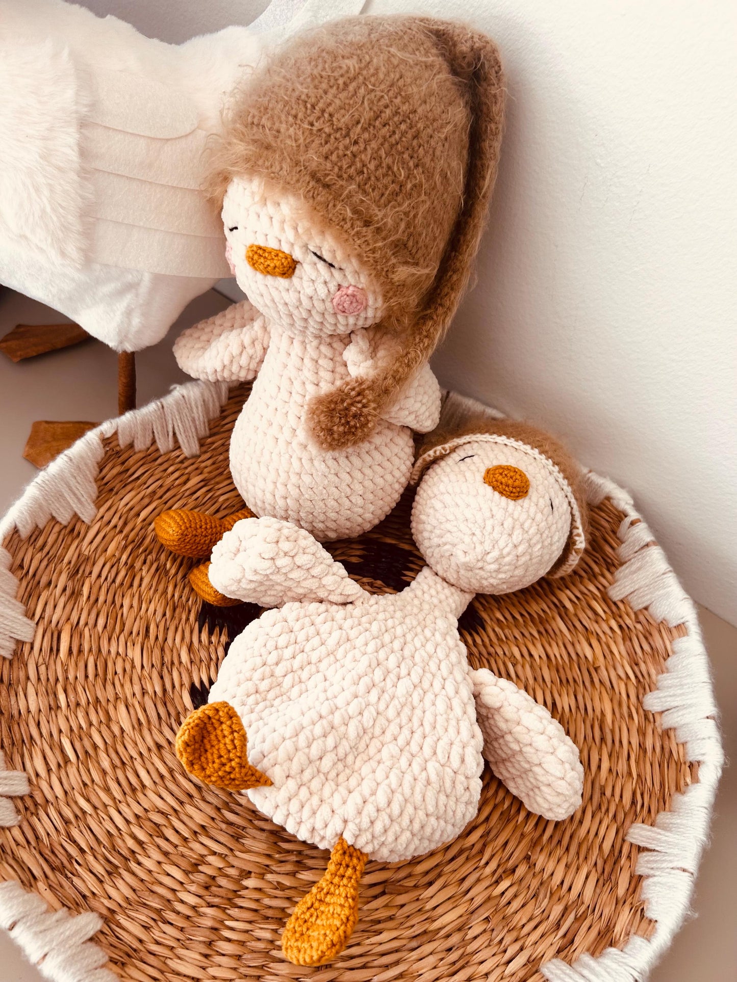 Handmade Crochet Goose Toy & Lovey – Soft Plush Baby Comfort Set