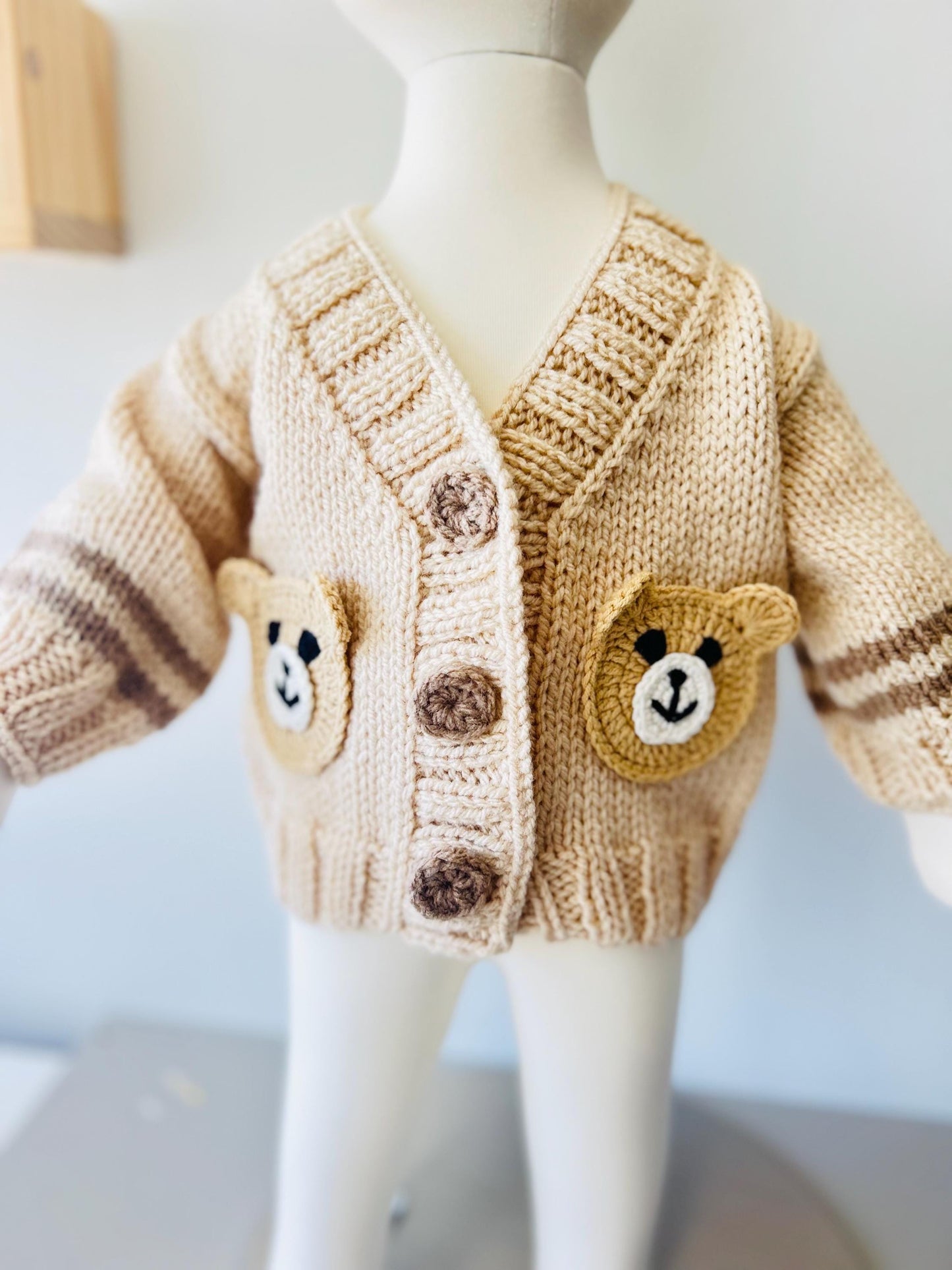 Handmade Baby Cardigan – Handmade Baby Knit Sweater, Baby Shower Gift, Baby Outfit (3-6M)