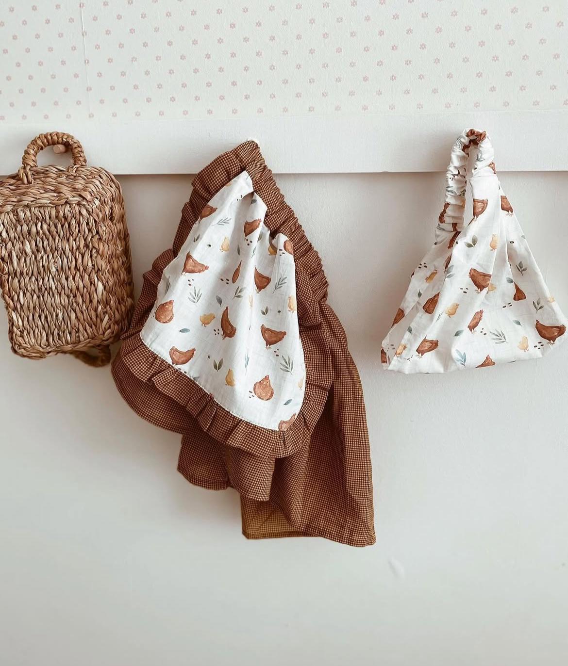 Farmhouse Style Skirt for Girls (Ages 2–6) – Rustic Chicken and Goose Print Apron Skirt