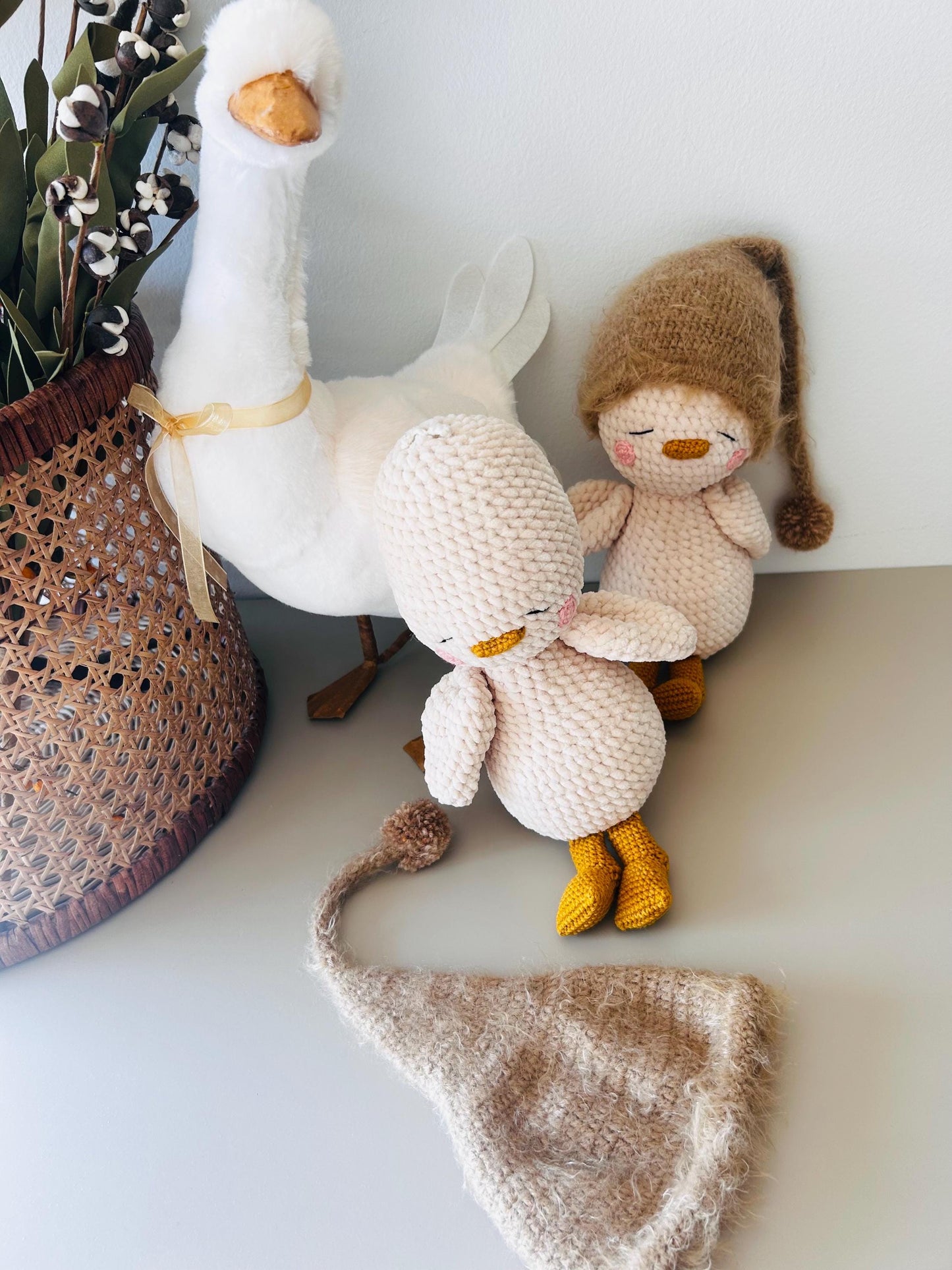 Handmade Crochet Goose Toy & Lovey – Soft Plush Baby Comfort Set