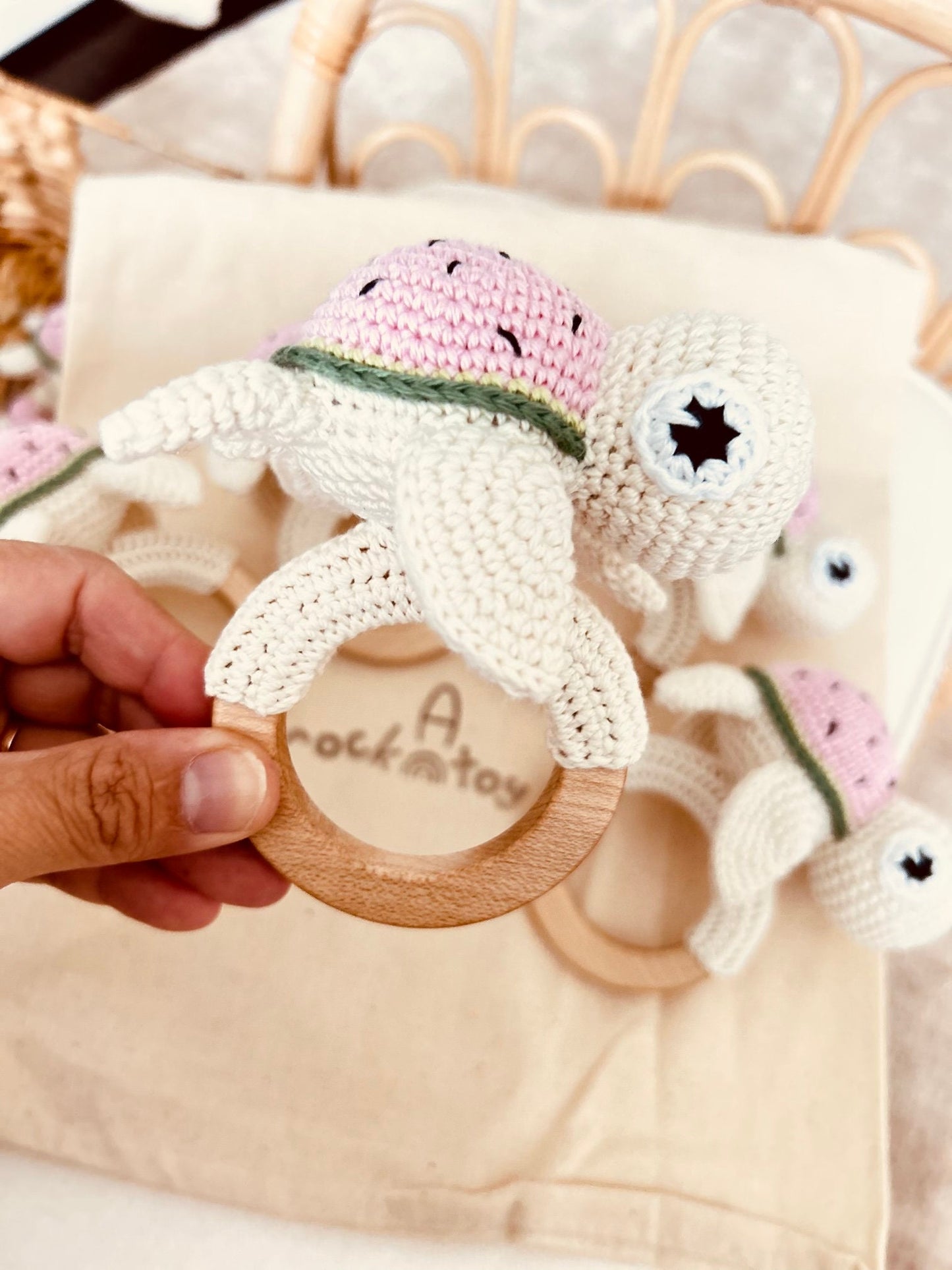 Gift for Newborn, Crochet Rattle, Baby Shower Gift, Turtle Rattle/teether