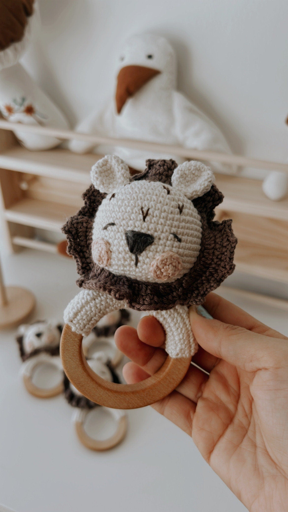 Gift for Newborn, Lion Rattle Crochet, Crochet Rattle for Babies, Rattle Teether Lion,