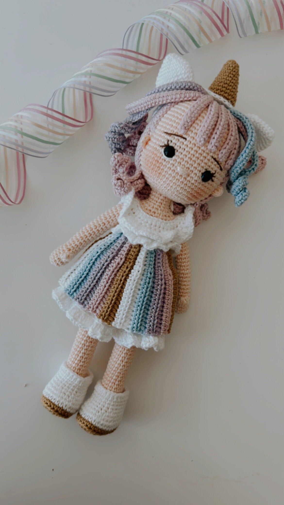 Gift for Baby, Gift for Kids, Amigurumi Unicorn Baby Doll, Crochet Unicorn Doll