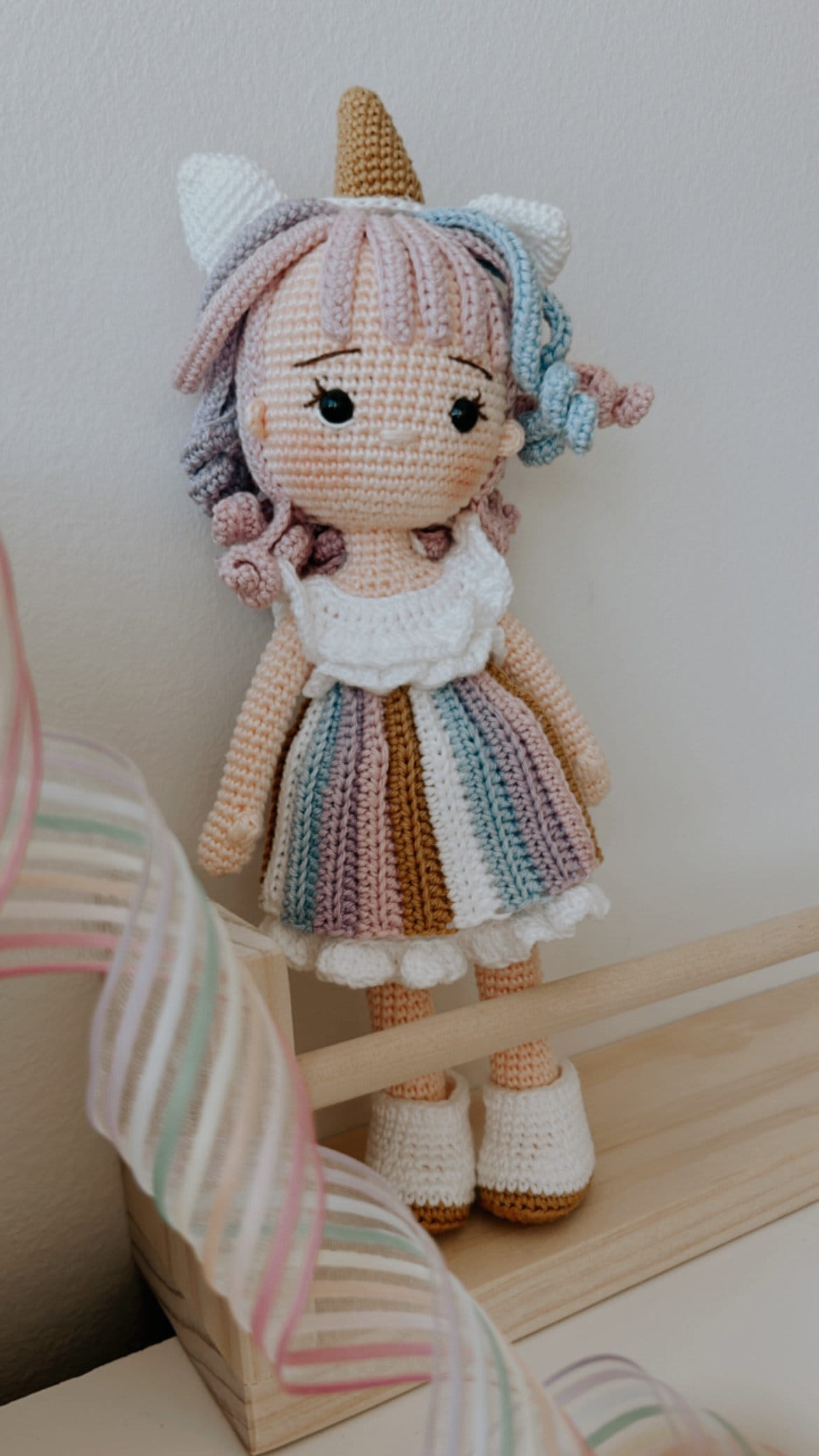 Gift for Baby, Gift for Kids, Amigurumi Unicorn Baby Doll, Crochet Unicorn Doll